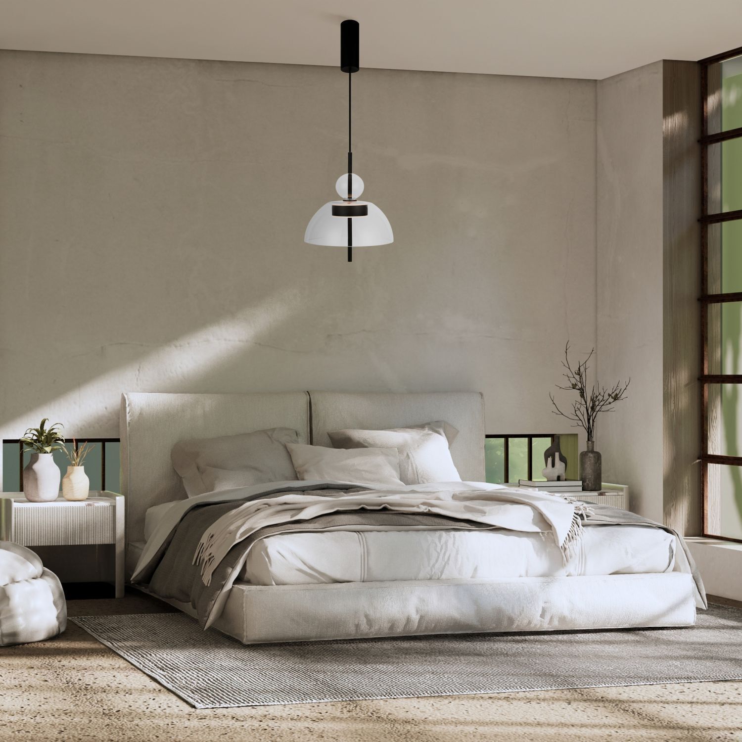 Suspension LED Métal Verre H : max. 348 cm Noir