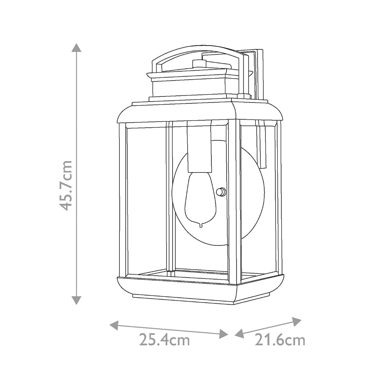 Außenlampe Wand E27 IP44 45,7 cm hoch Glas Aluminium Laterne, Campinglampe, Lys, LED-Laterne, Kunststoffgehäuse