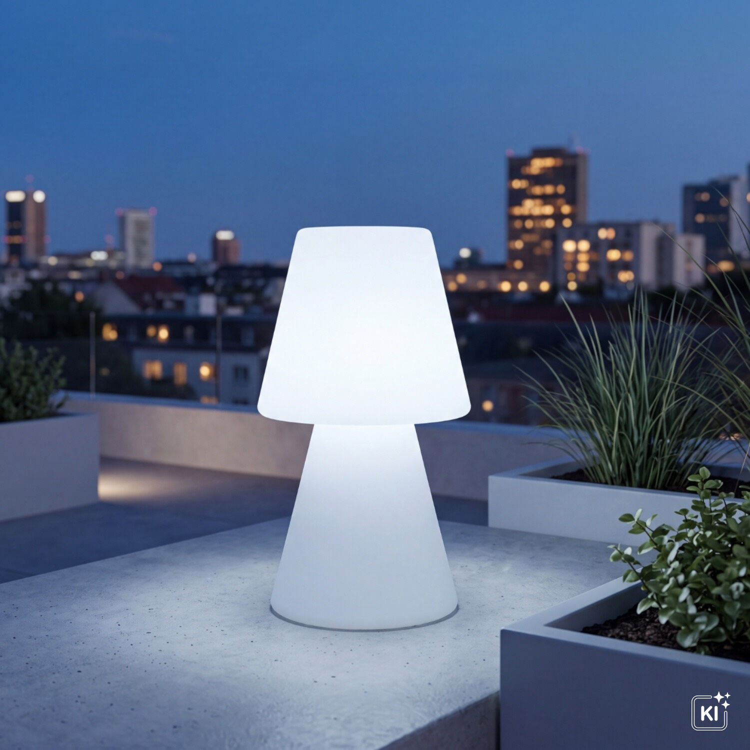 126681-tischlampe-aussen-45-cm-hoch-ip65-weiss-e27-stecker-kabel-kaltweiss-6000-k-600-lm-aussenleuchte-balkon-lampe-terrassenlampe-2 Lampen, Außenlampe, LED-Lampe, Gehäuse Weiß, Runder Sockel