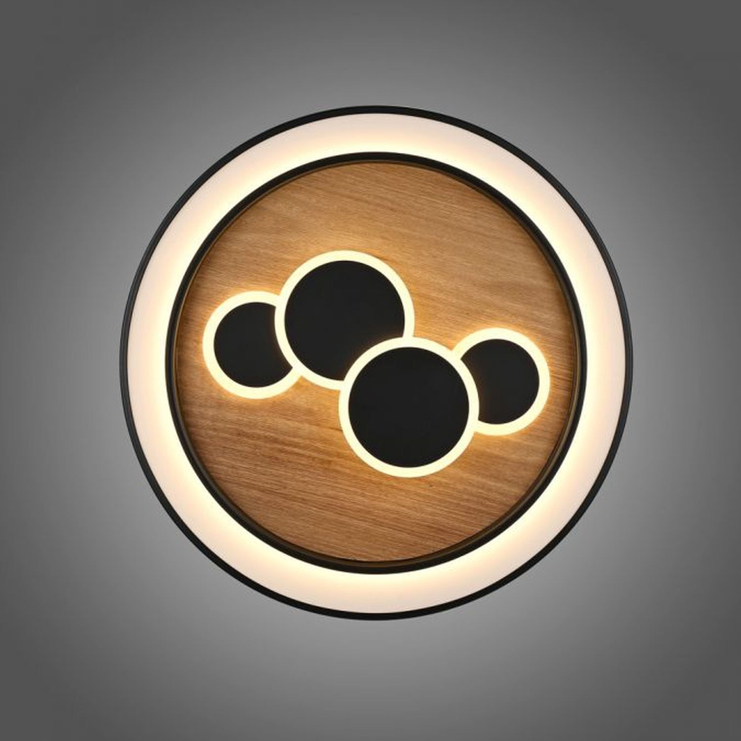 LED Deckenlampe rund Holz Schwarz Serienschalter 3000 K LED Deckenlampe rund Holz Schwarz Serienschalter 3000 K