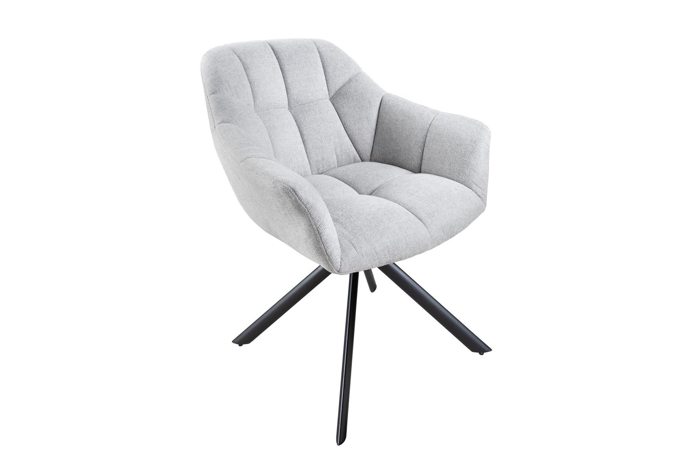Chaise pivotante sans roulettes gris noir en tissu métal rétro