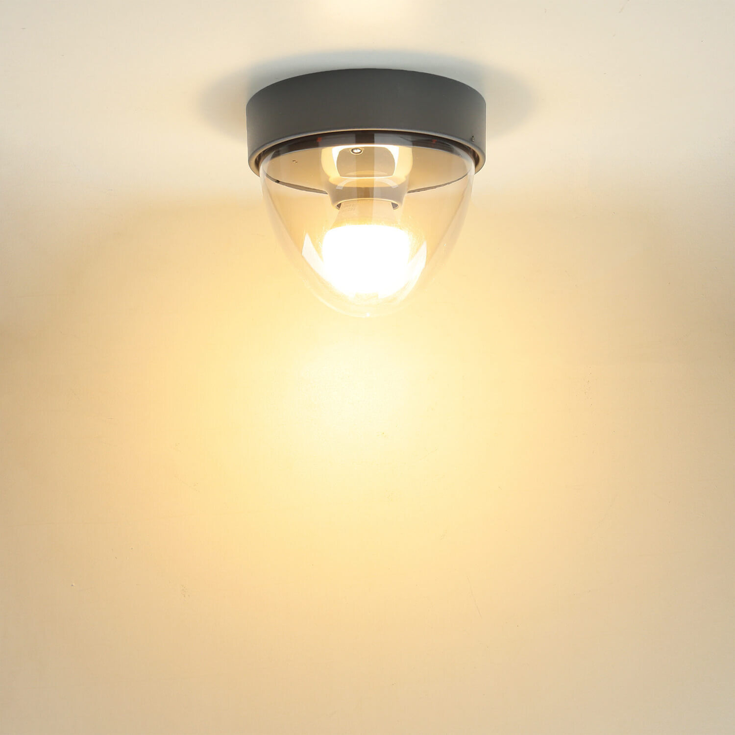 Kleine Deckenlampe Bad Ø18cm rund Grau IP44 E27