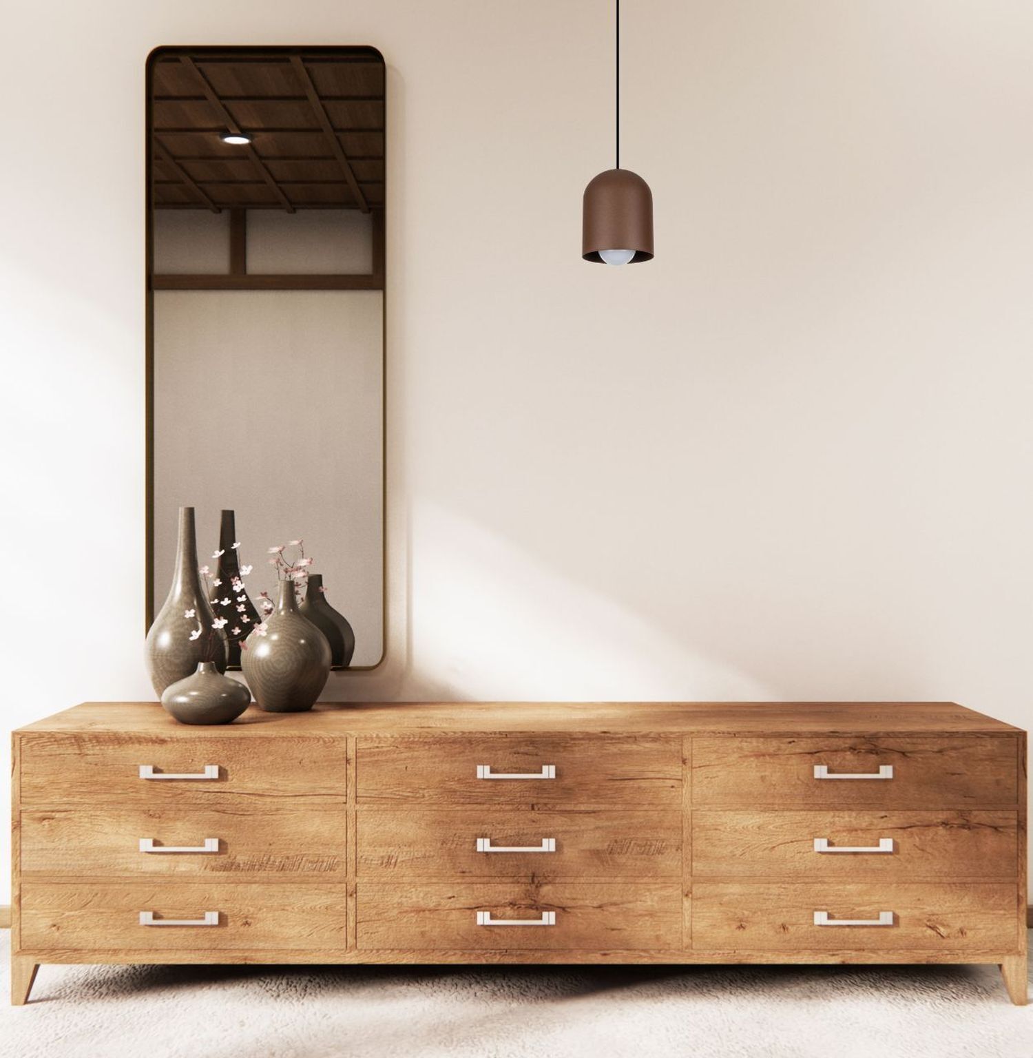 Lampe à suspendre ronde Noir Marron E27 Ø11 cm Loft Moebel, Anrichte, Kabinett