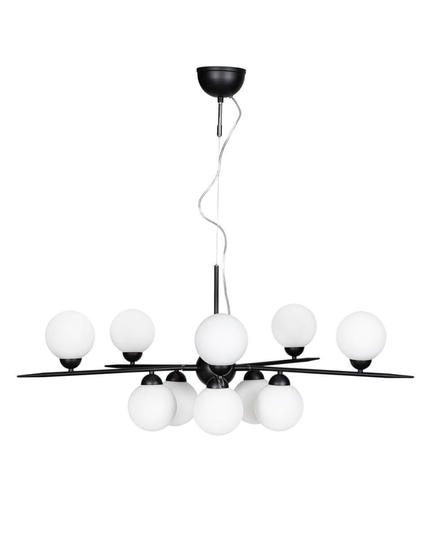 Suspension métal verre L : 100 cm H : max. 160 cm 10x G9