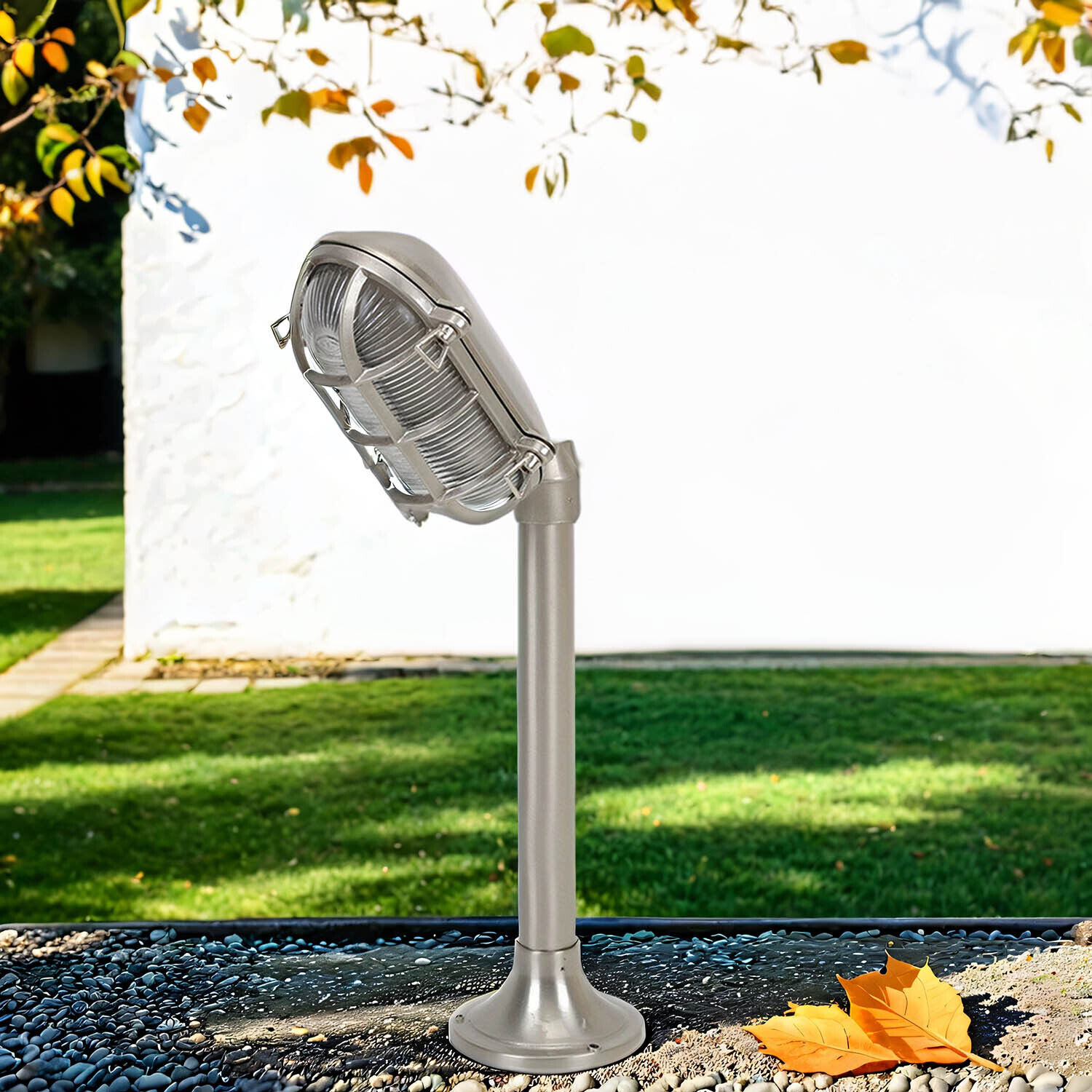 Lampe de jardin laiton H:62cm en nickel Chemin Terrasse