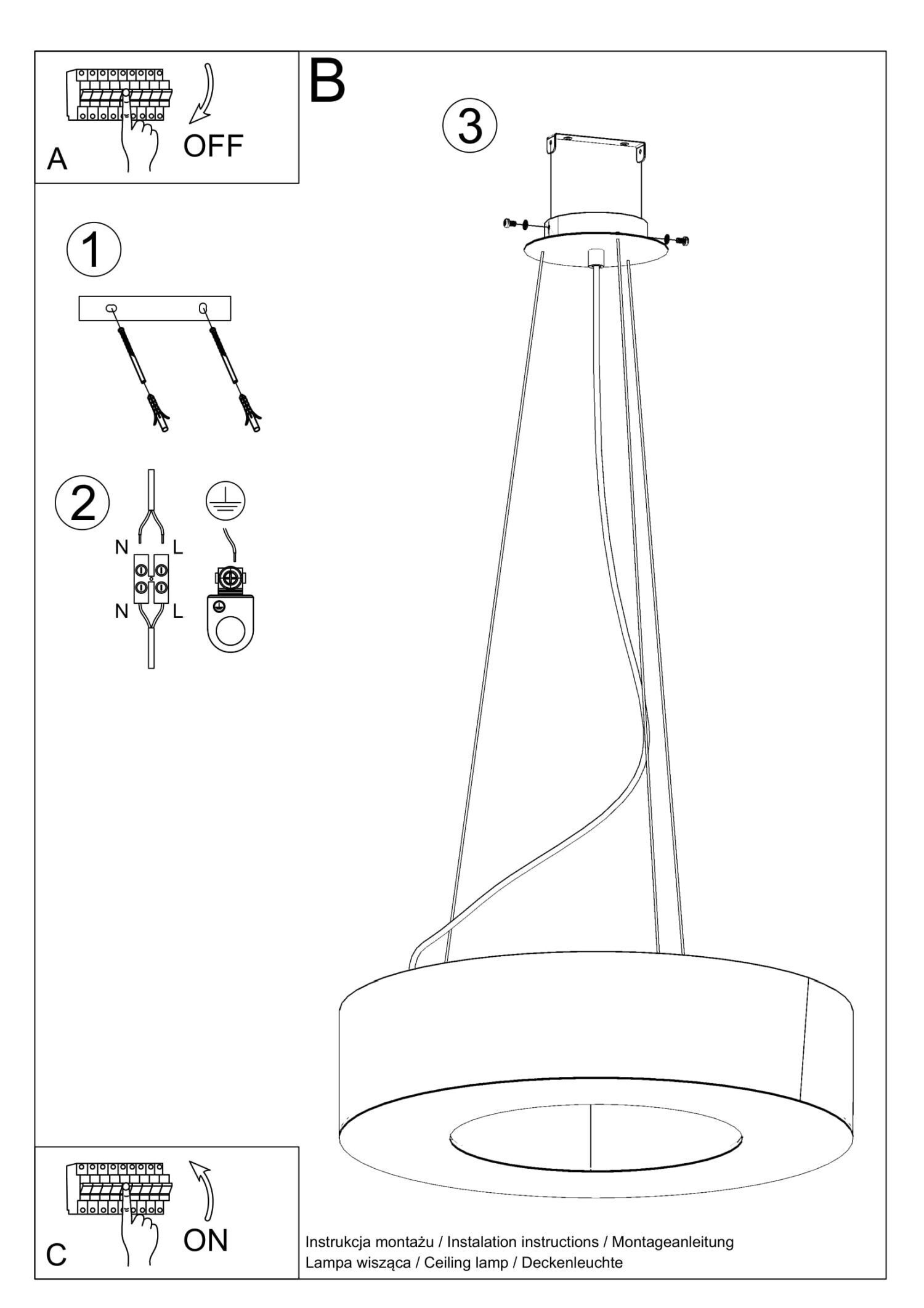 Hängelampe rund Ø 90 cm blendarm Weiß Stoff Schirm
