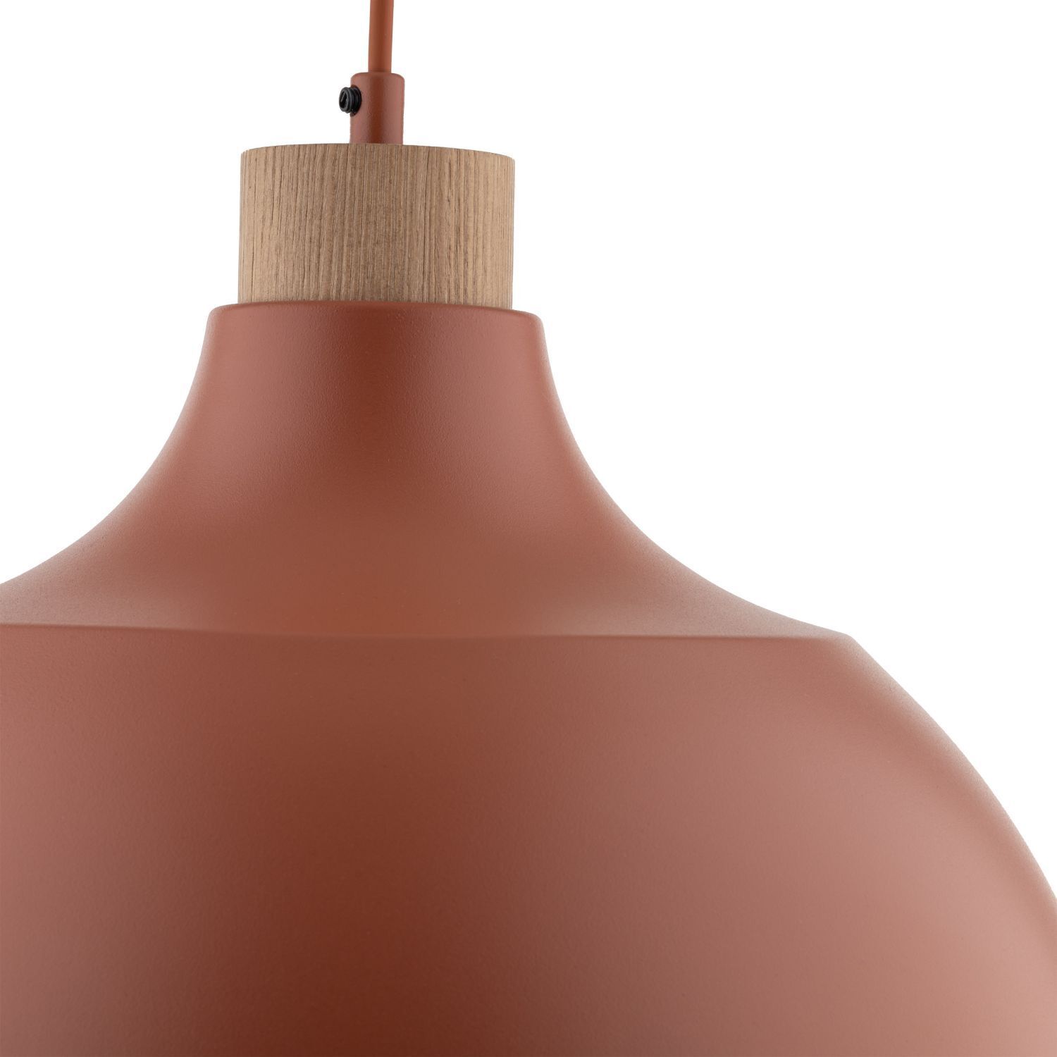 Lampe à suspendre métal bois Ø 34 cm rond H : max. 170 cm rouge E27 Lampe, Lampenschirm