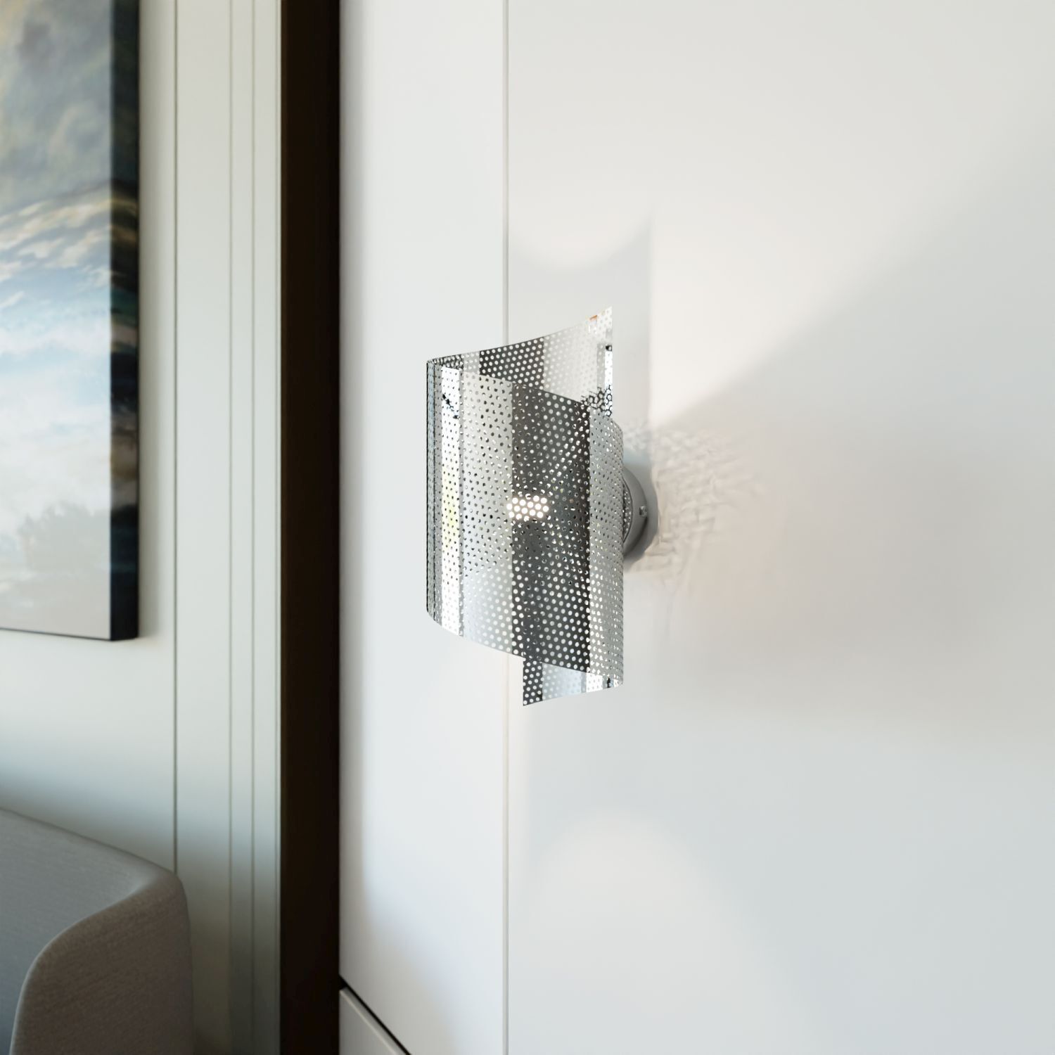 Applique murale en métal de style G9 P:17 cm en argent Moderne Drinnen, Innenarchitektur