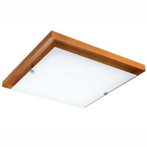 Plafonnier LED bois rustique carré salon