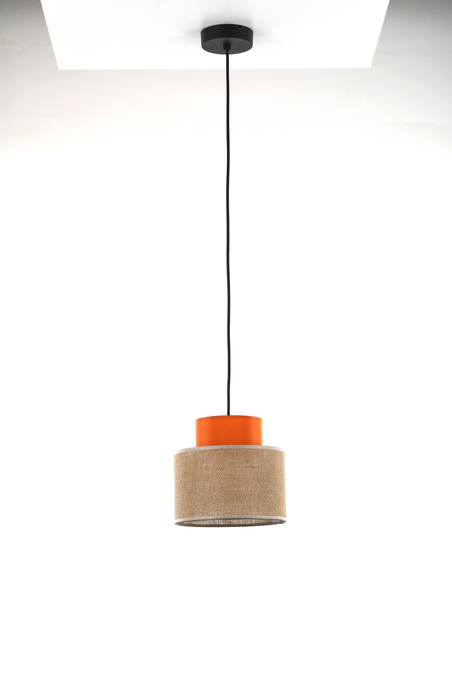 Lampe à suspendre ronde Ø 20 cm H : max. 160 cm Rétro Jute Tissu E27