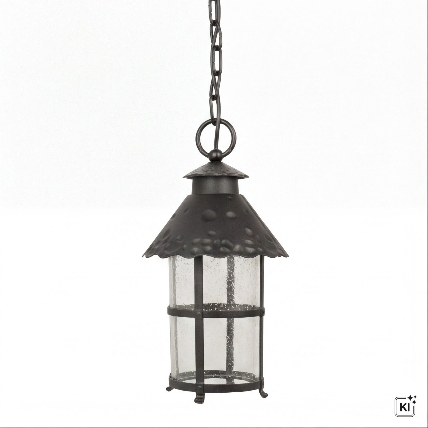 le51624-pendelleuchte-terrasse-balkon-garten-aussen-metall-glas-gehaemmert-antik-rustikal-klassisch-schwarz-03 Hängelampe, Laterne, Metall, Glas, Schwarz