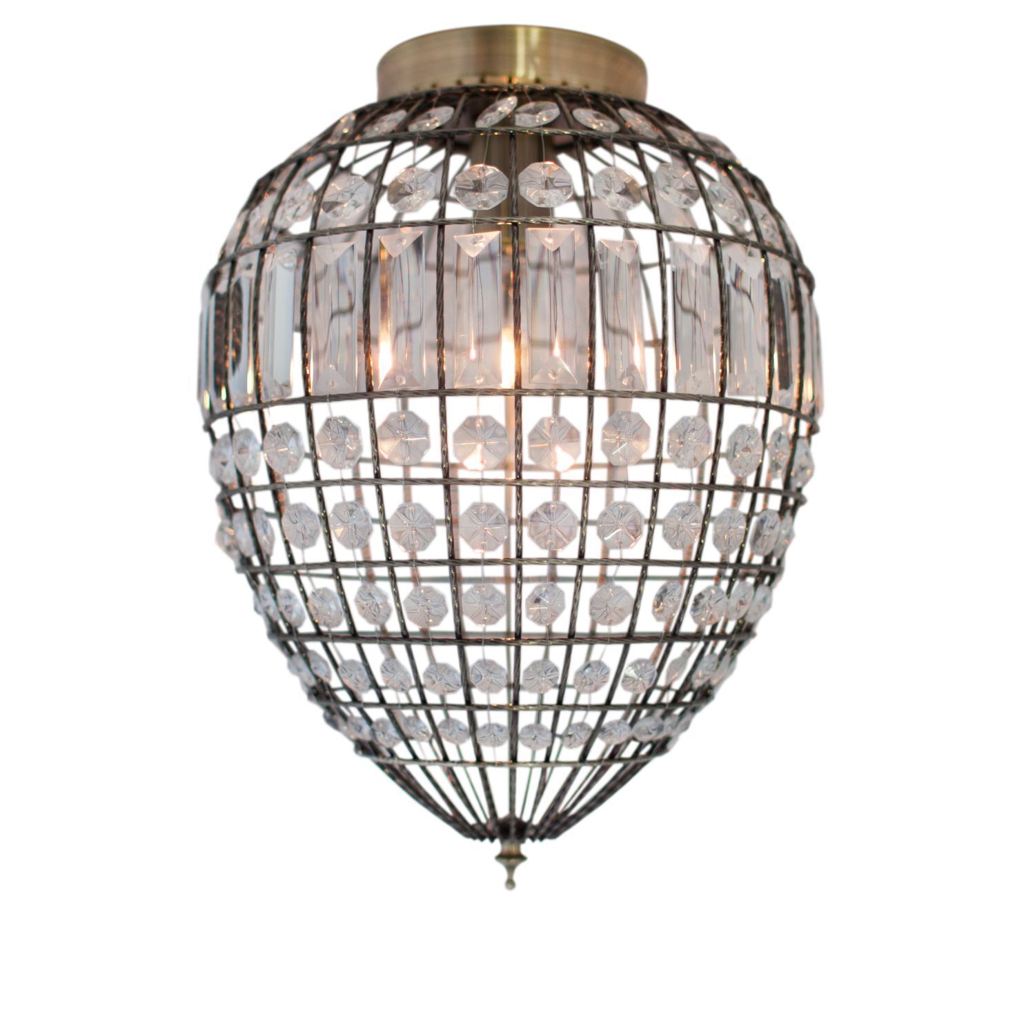 Deckenlampe Kristall Metall B: 30 cm in Messing Antik E27