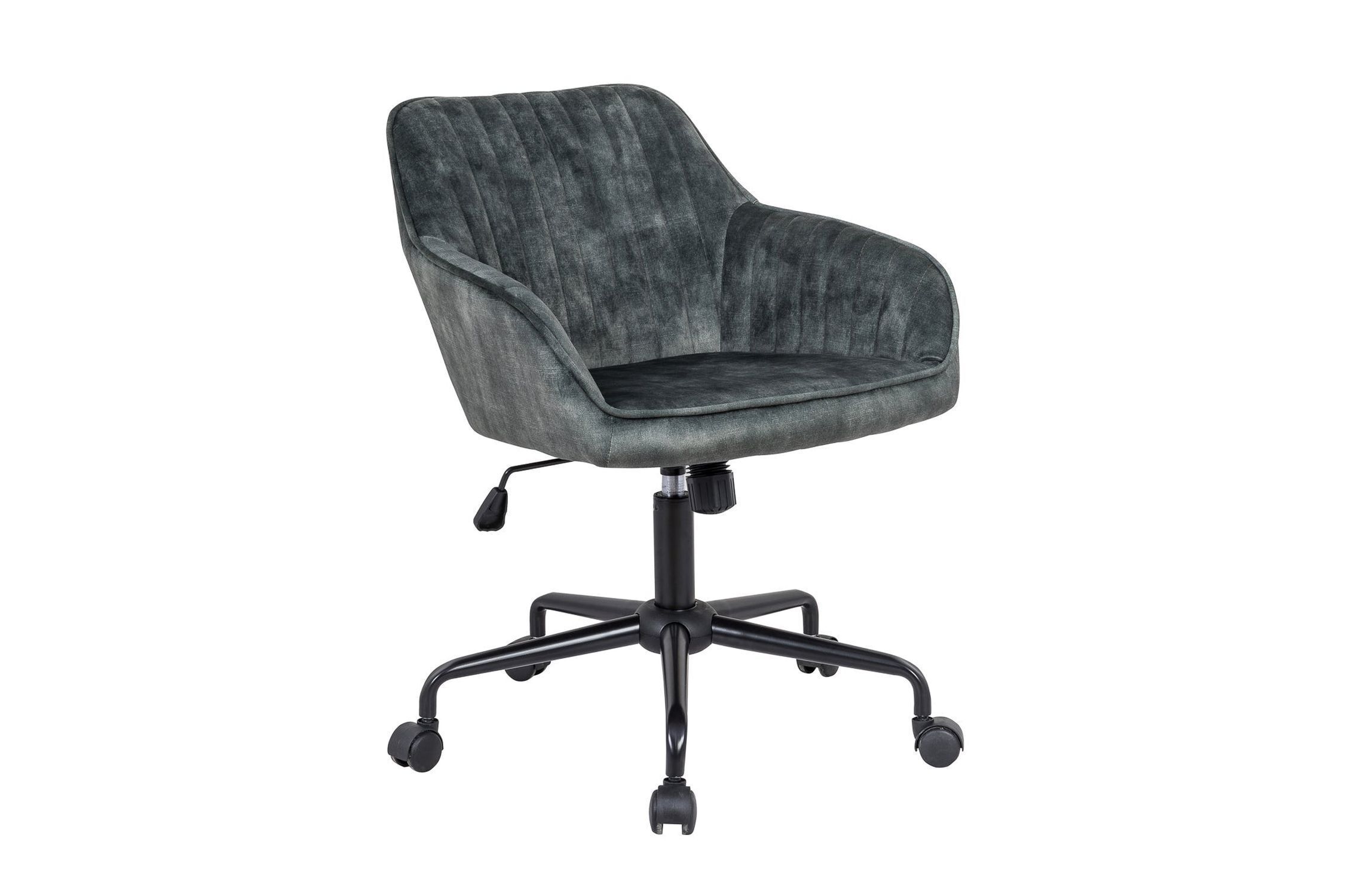 Chaise de bureau réglable en hauteur velours métal vert noir