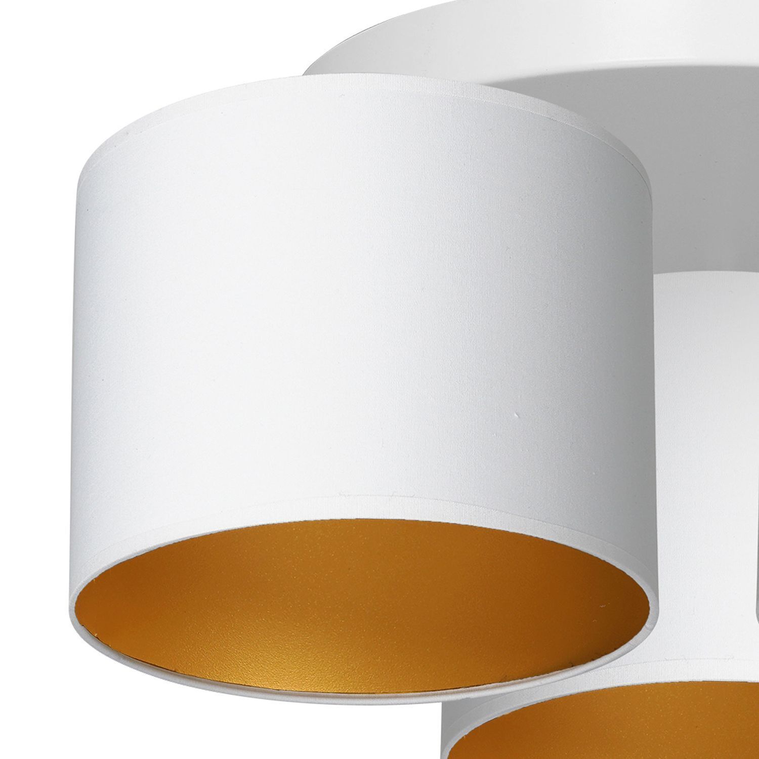 Plafonnier Blanc Or Tissu Métal E27 Ø45 cm faible éblouissement Zylinder, Lampe, Lampenschirm