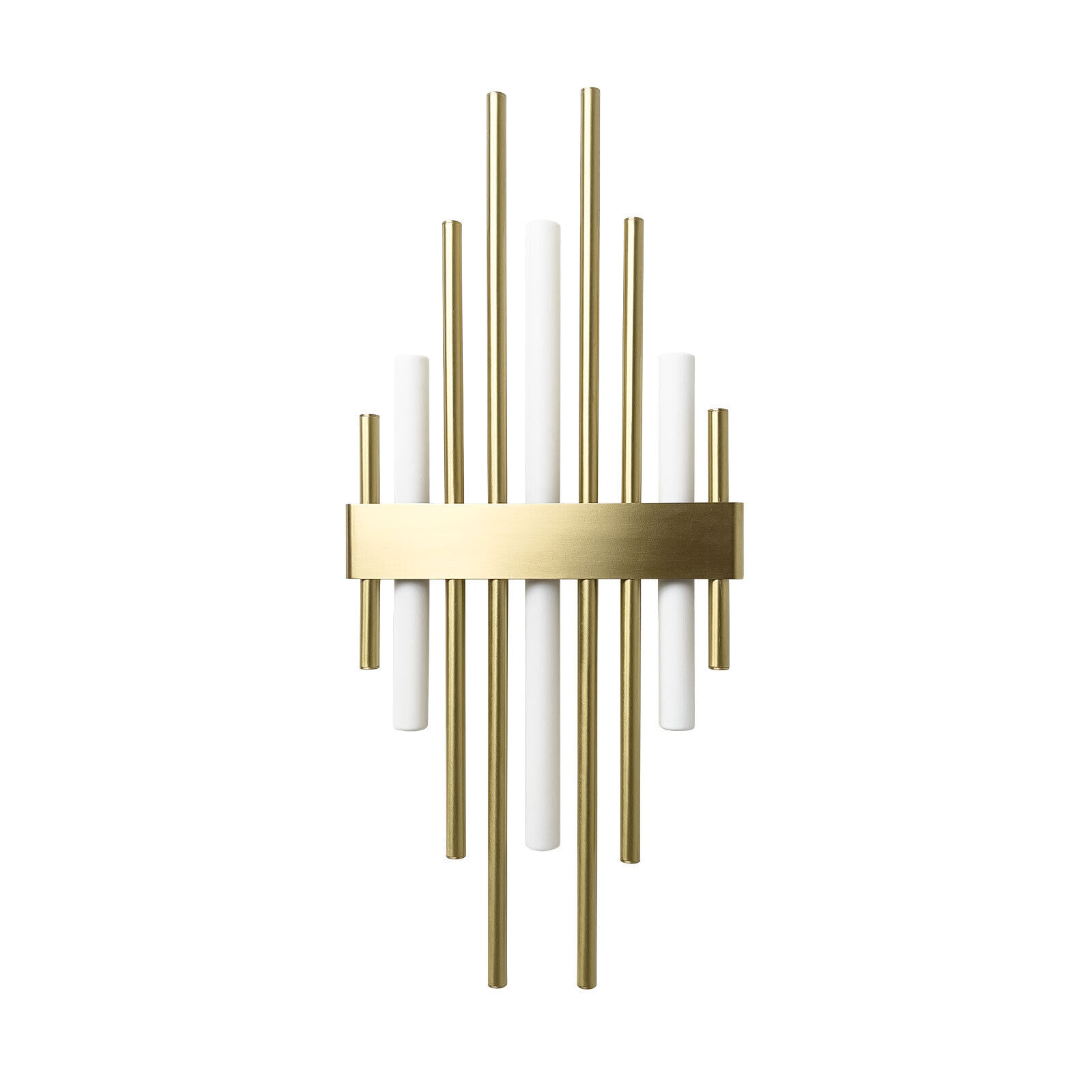 Art Déco Wandleuchte 70,5cm hoch Messing massiv 3x S14d