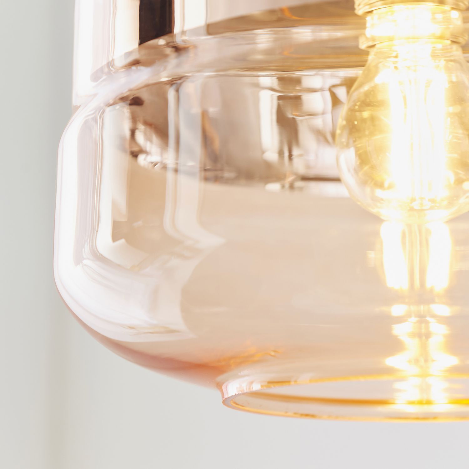 Lampe à suspendre verre fumé métal Ø 24,6cm rond noir cuivre E27