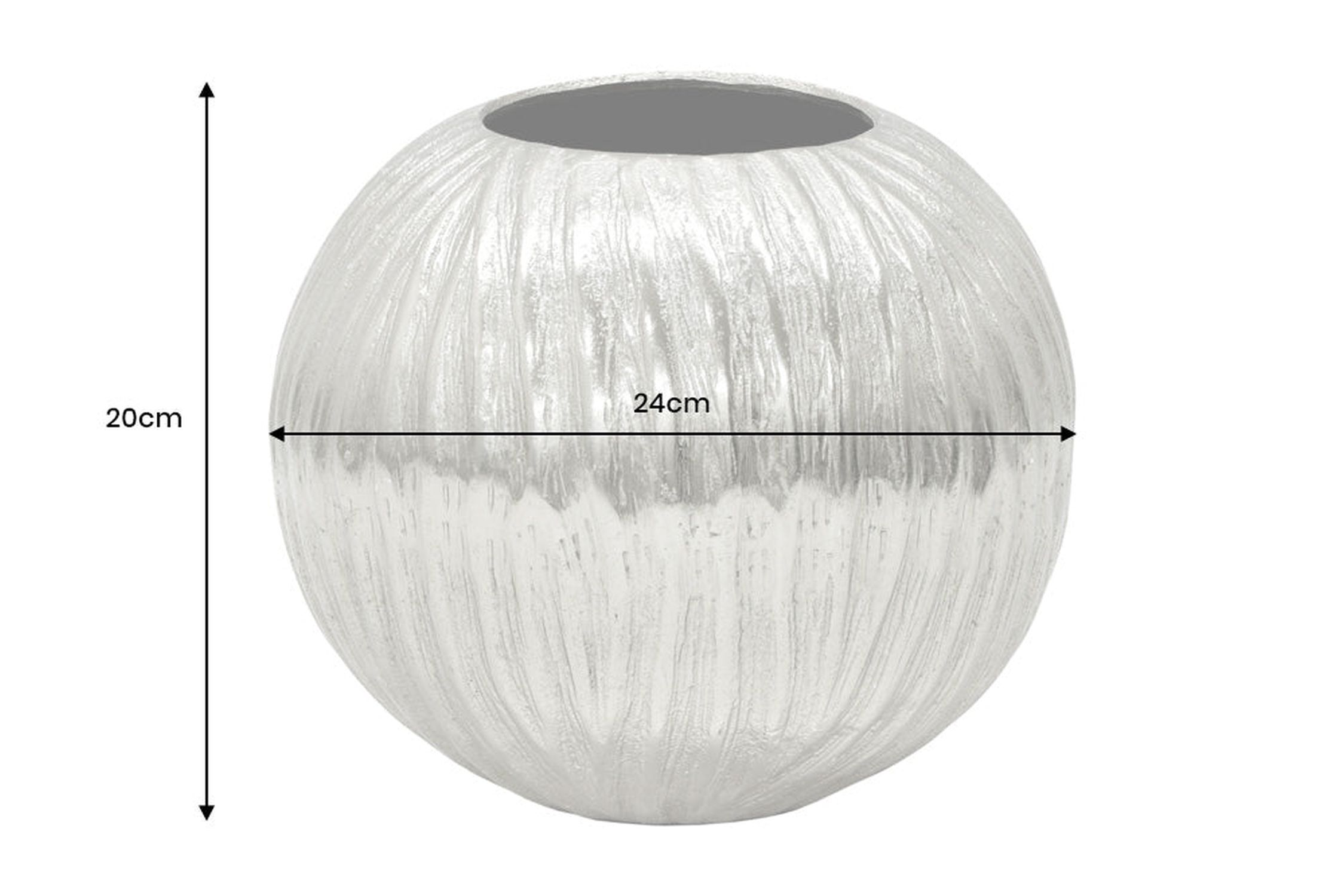 Dekovase rund Ø 24 cm in Silber Handarbeit Hammerschlag Unikat Krug, Lampe, Töpferei, Lampenschirm