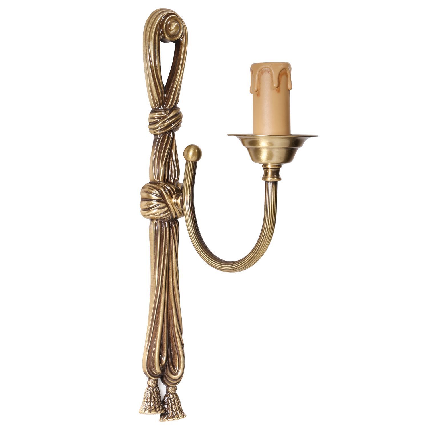 Leuchter Wandlampe aus Echt-Messing in Bronze Bronze, Kerze