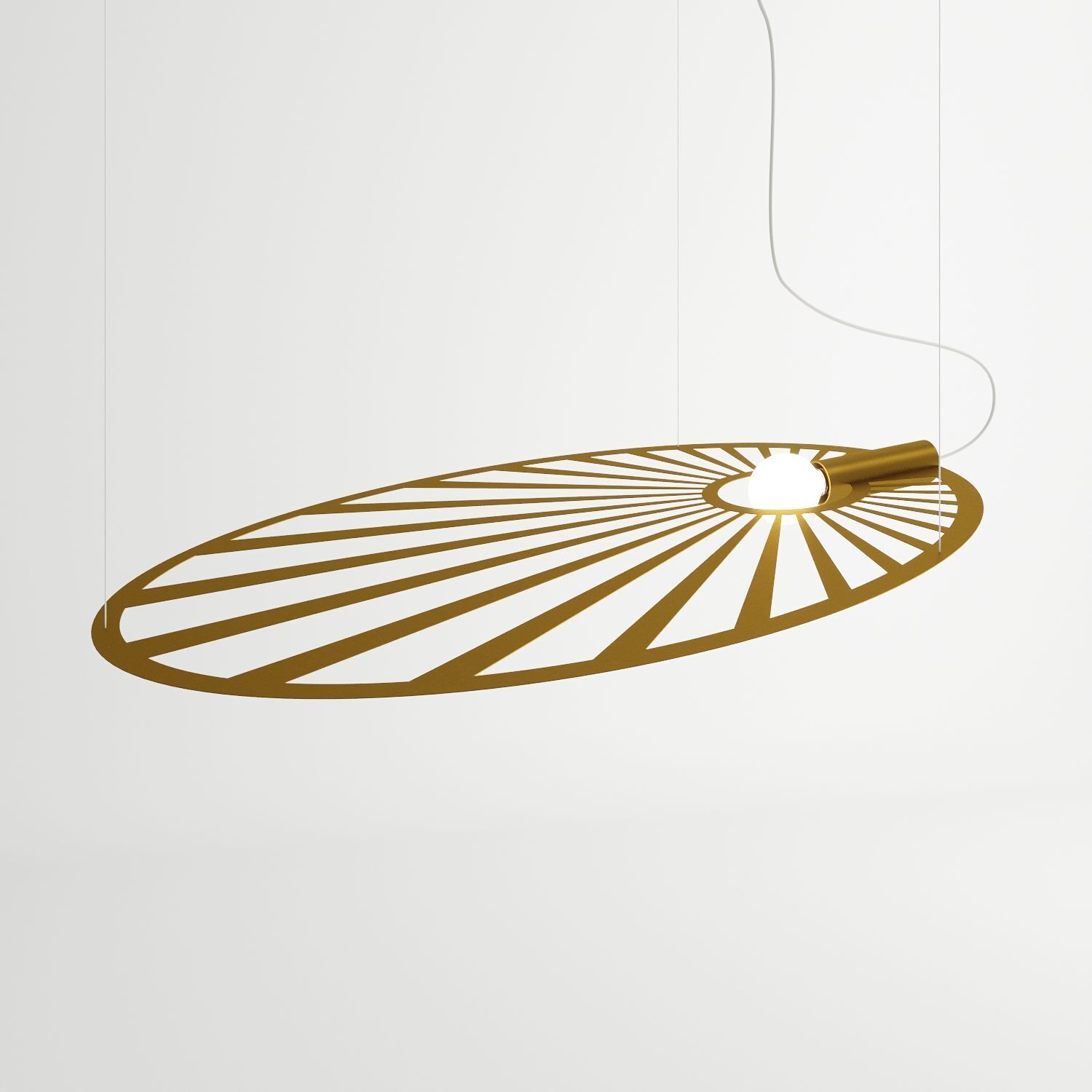 Lampe à suspendre ovale 110 cm de long or E27 métal