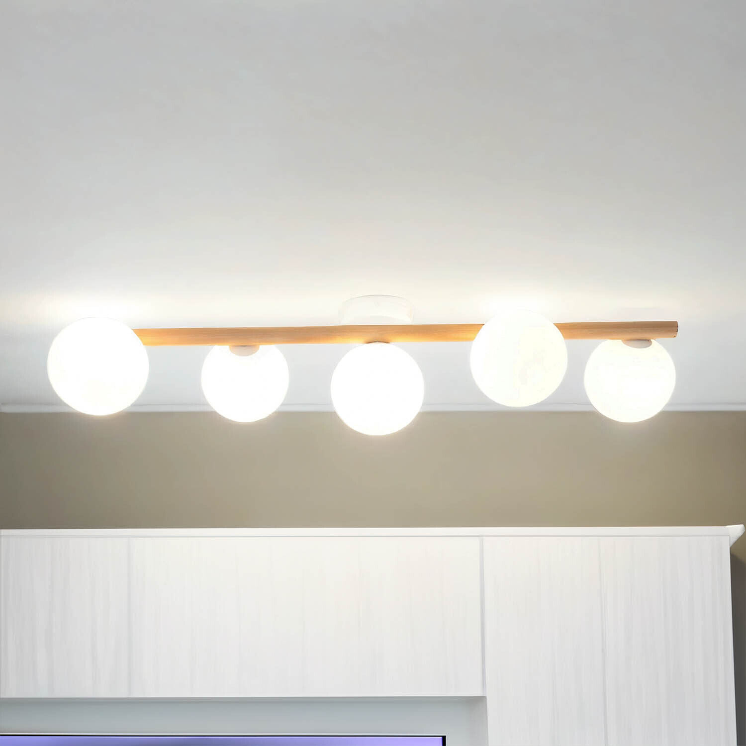 Wohnliche Deckenleuchte G9 5-flammig in Kiefer blendarm Deckenleuchte, Leuchte, Lampe