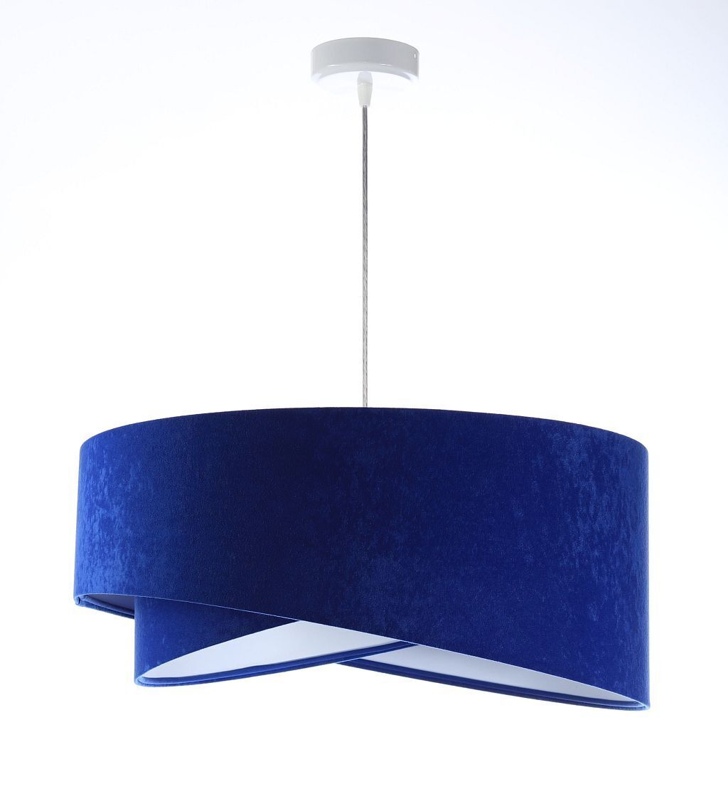 Lampe à suspendre ronde Ø 50 cm E27 Blanc Bleu cobalt rond