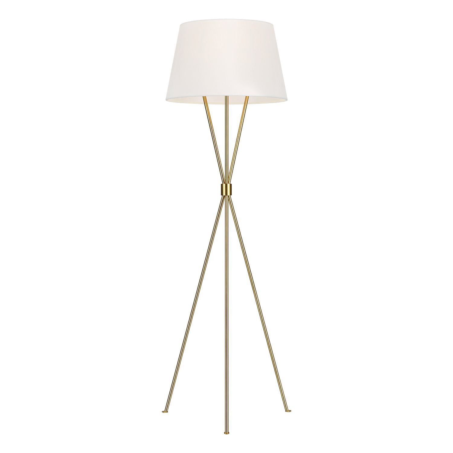 Dreibein Stehleuchte Weiß Messing 140 cm Stoff Metall