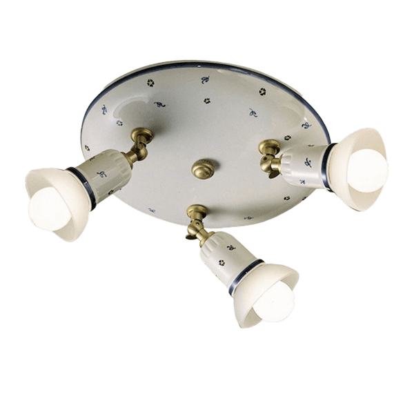 Deckenleuchte, Vierteilig, Brass/Metall, weiß, Glühbirnen