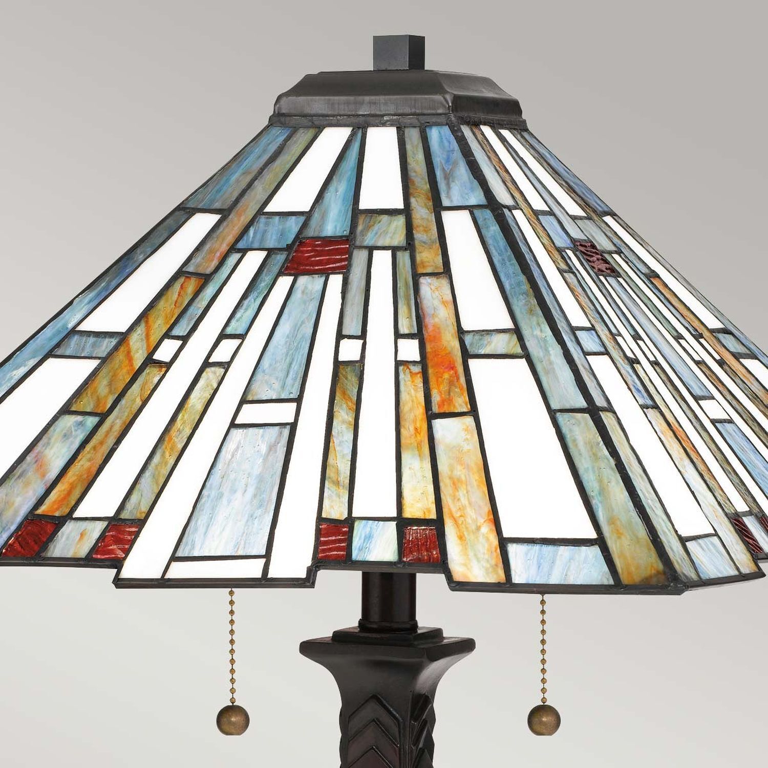 Tischleuchte Zugschalter 62,9 cm hoch Tiffany Stil 2x E27 Lampe, Lampenschirm