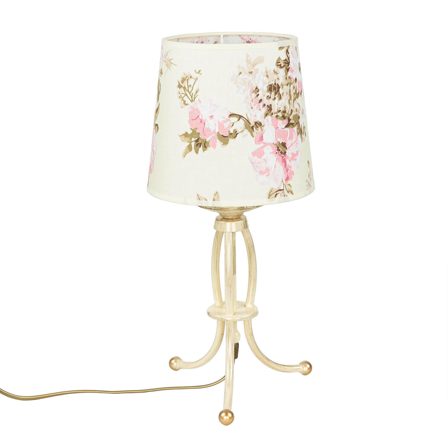 Tischleuchte CRINE Shabby Chic 42cm Blumen Lampe, Lampenschirm, Tischlampe