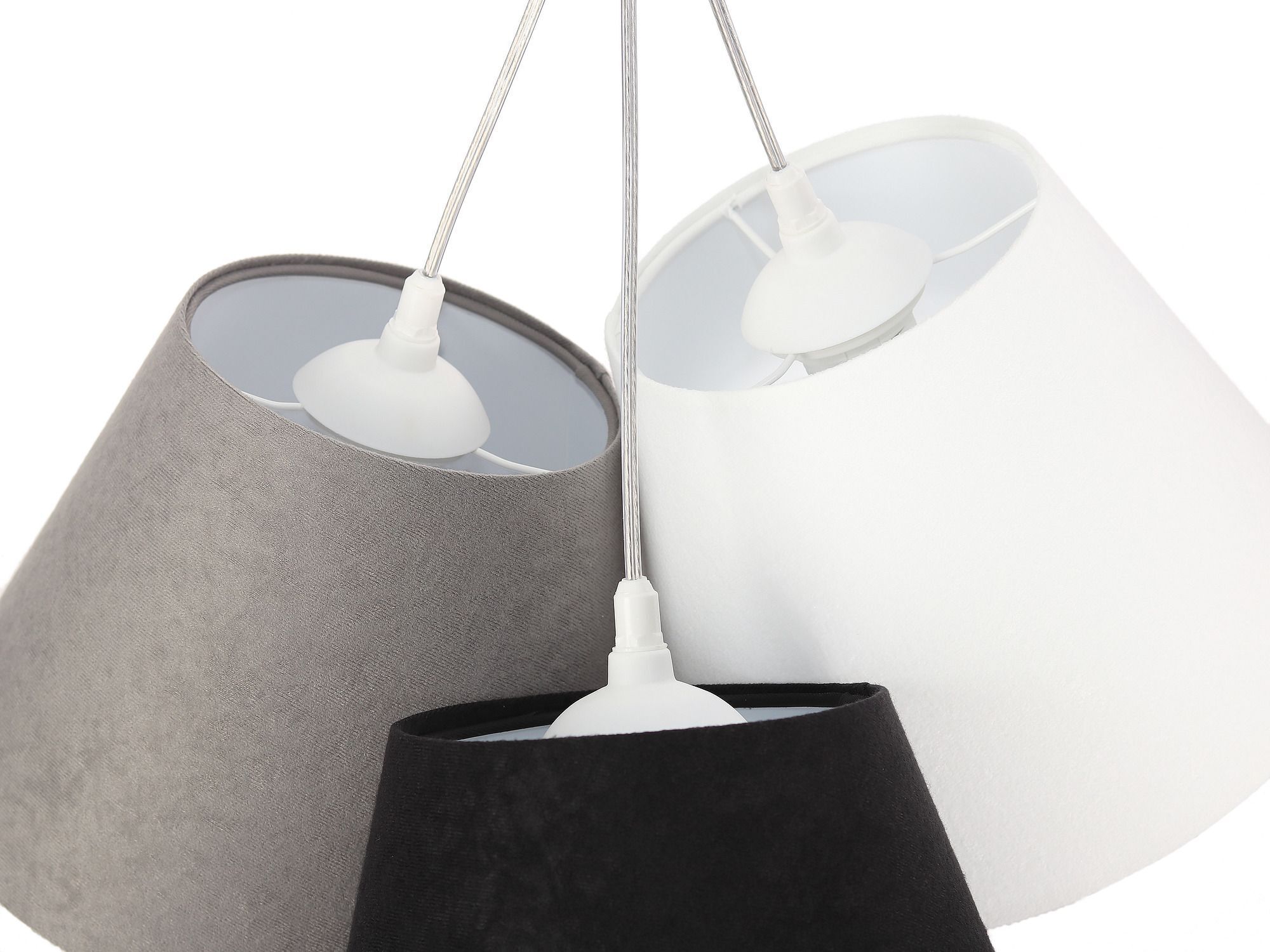 Suspension Gris Noir Tissu 3-flmg Lampe