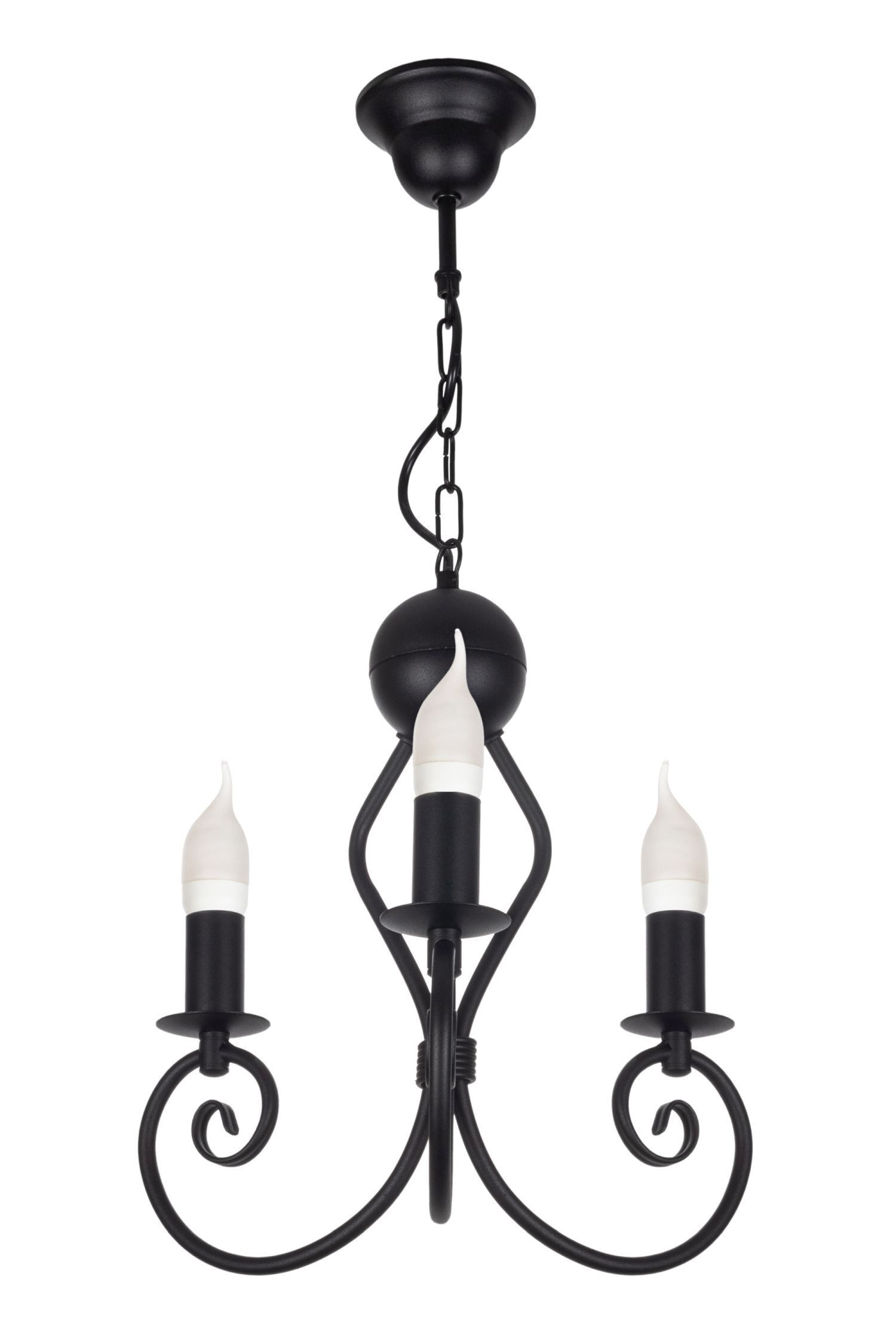 Lustre Vintage Métal Noir E14 L:36 cm Bougies