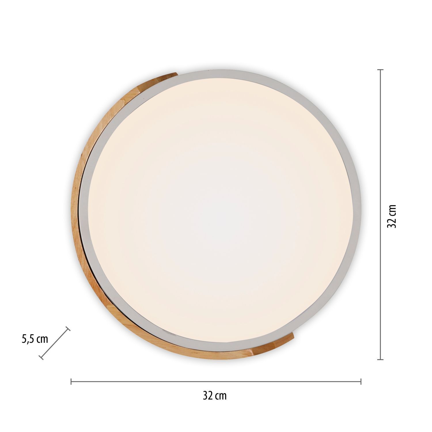 Lampe de plafonnier ronde LED bois Ø32 cm blanc naturel 2520 lm