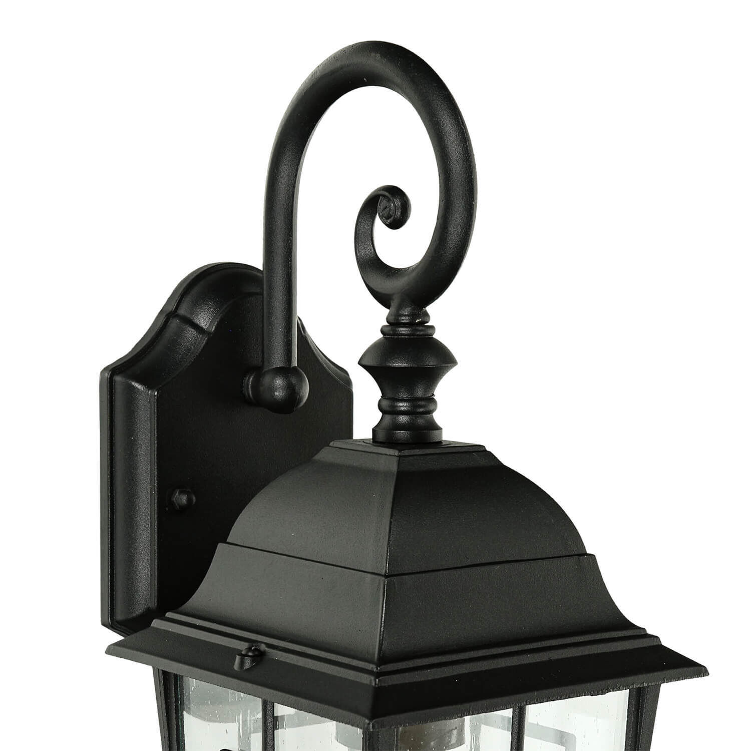 Wandlaterne außen Schwarz E27 H: 37 cm Aluminium Glas Lampe, Leuchte, Laterne