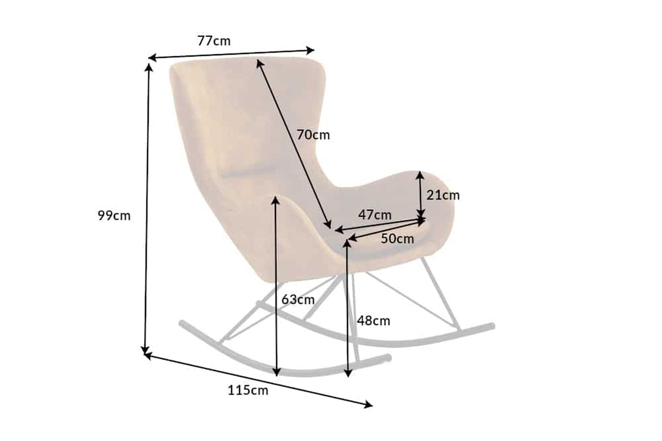 Schaukelstuhl Gelb Schwarz zum Stillen Lesen aus Samt Metall Moebel, Schaukelstuhl