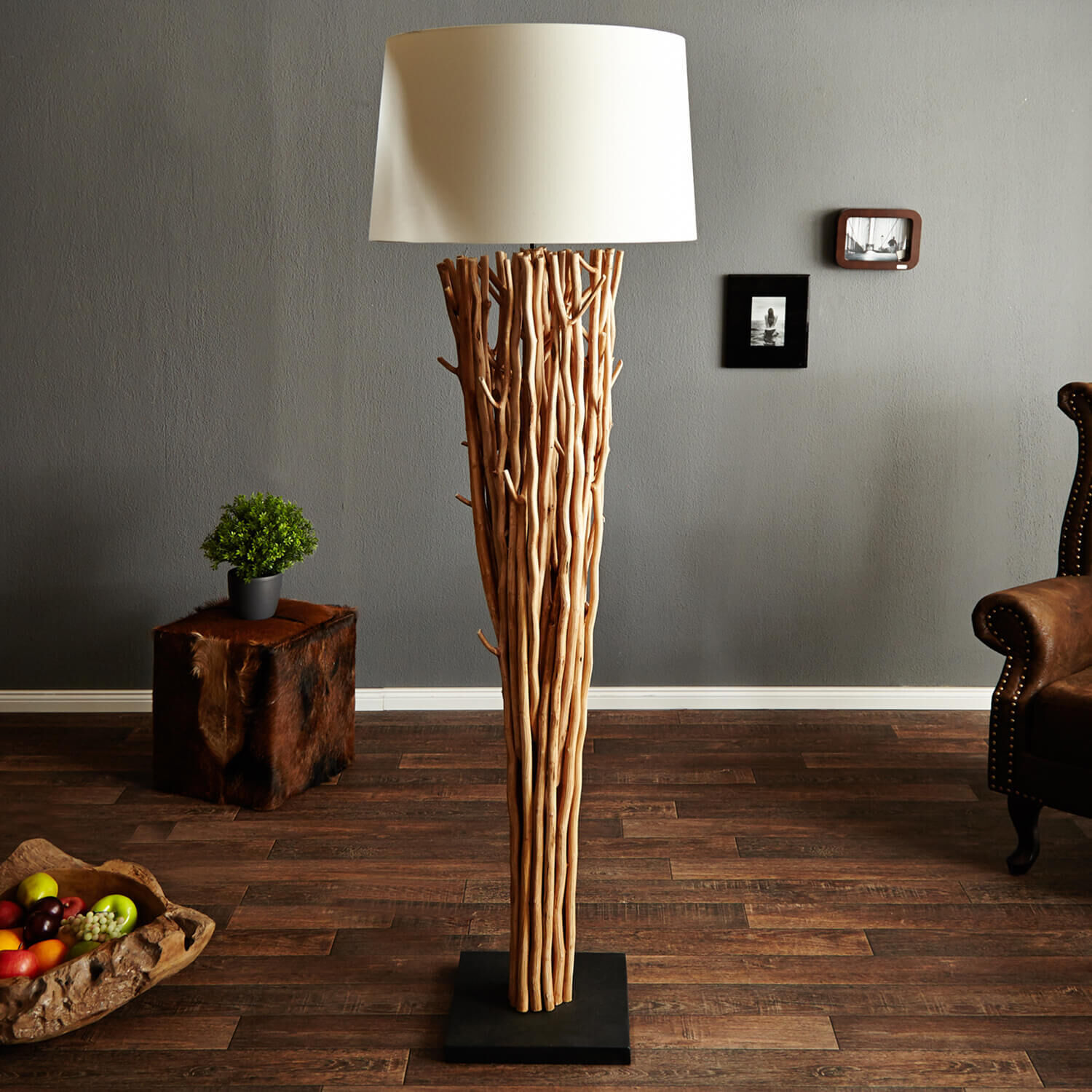 Eindrucksvolle Stehleuchte Treibholz 175 cm Modern Lampe, Pflanze, Stehlampe