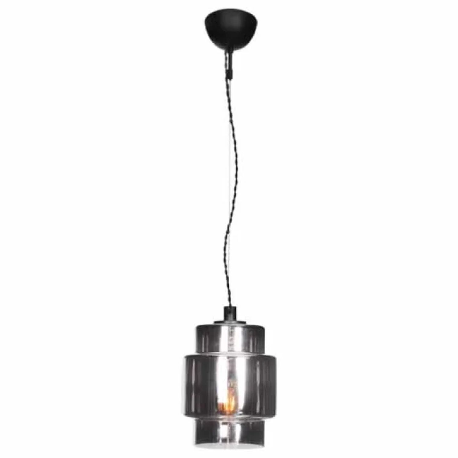 Suspension verre fumé 20 cm de large E27 Vintage