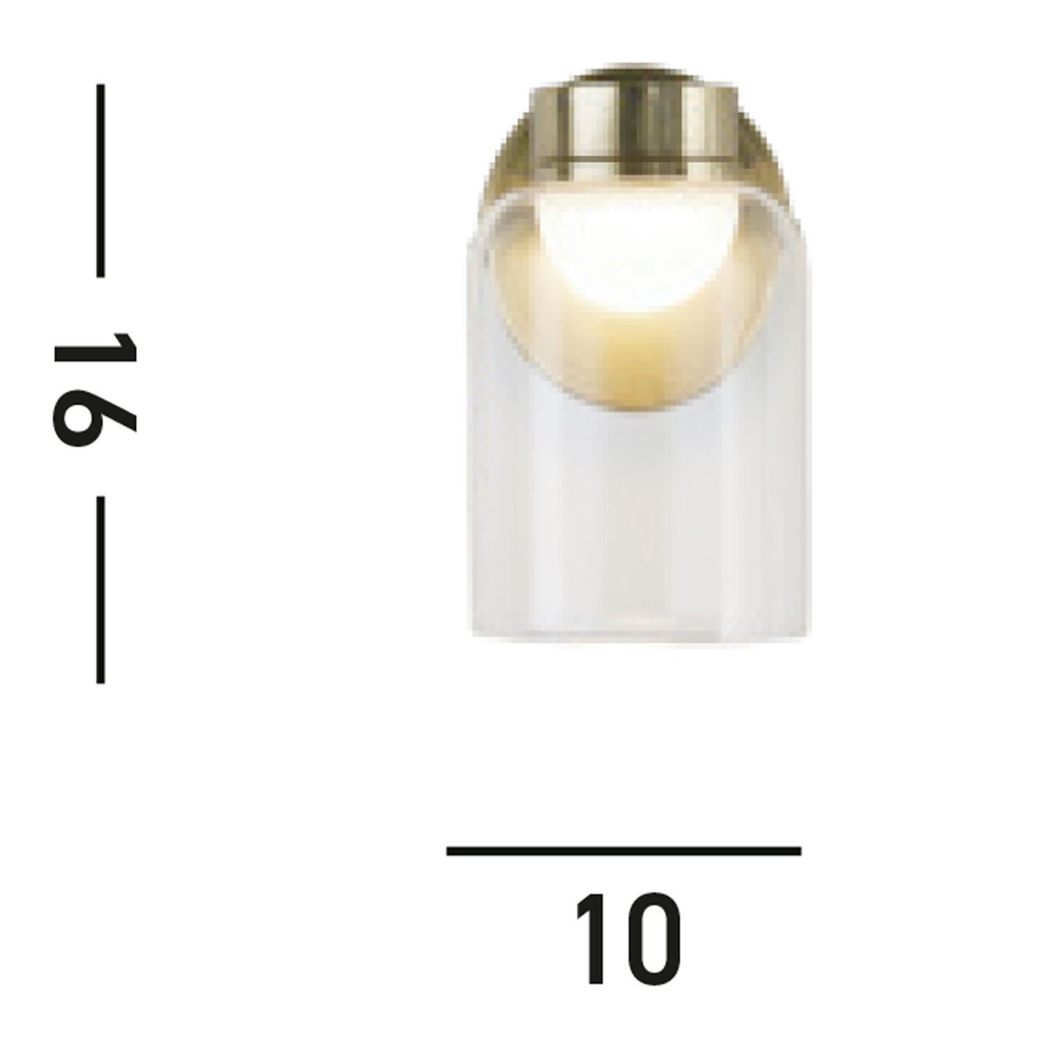 Petite applique LED Abat-jour en verre Métal P:16 cm IP44 6 W