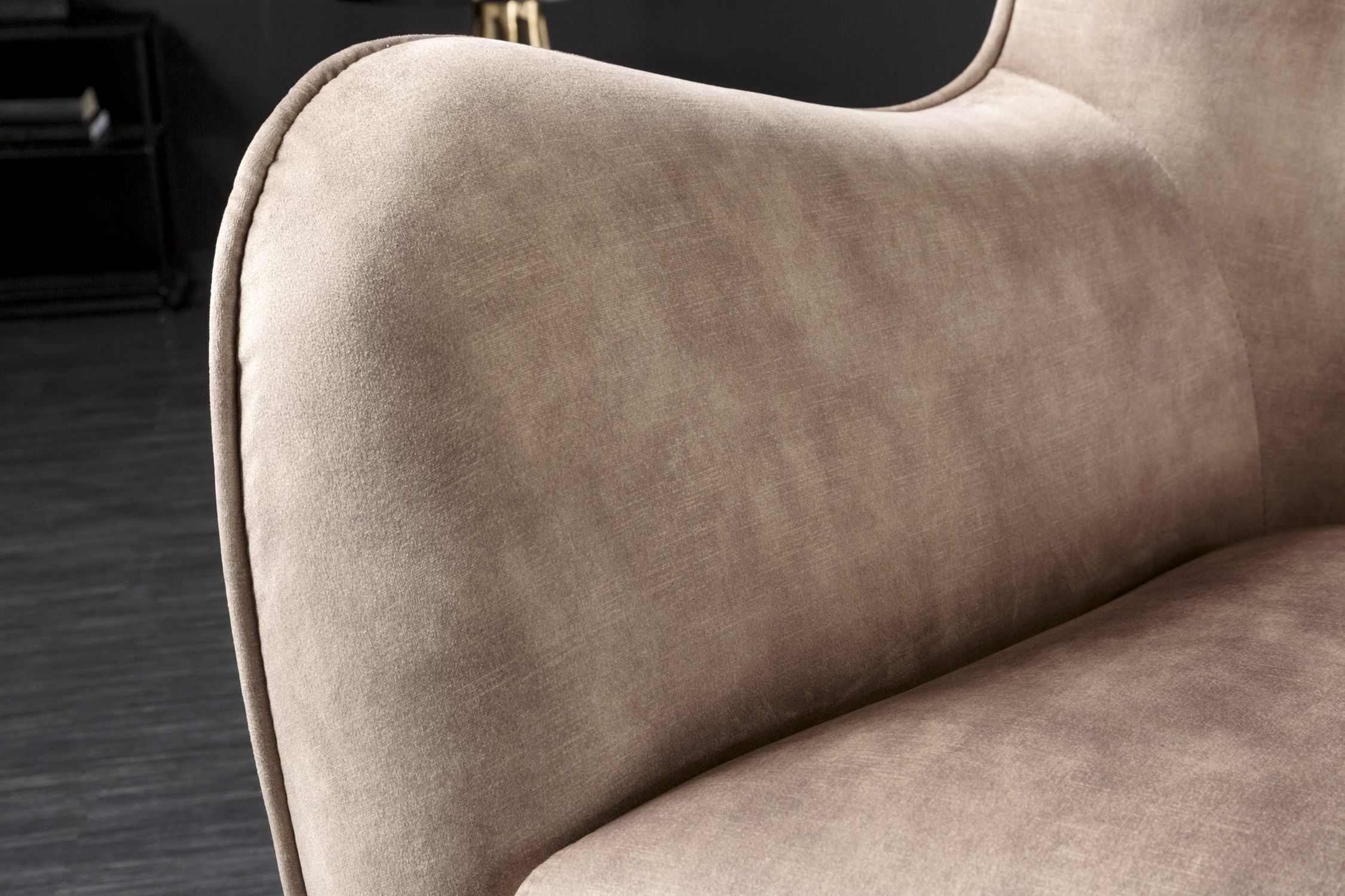 Ohrensessel Samt Beige Creme mit Armlehne Chesterfield Moebel, Stuhl, Sessel, Kissen, Dekoration für Zuhause