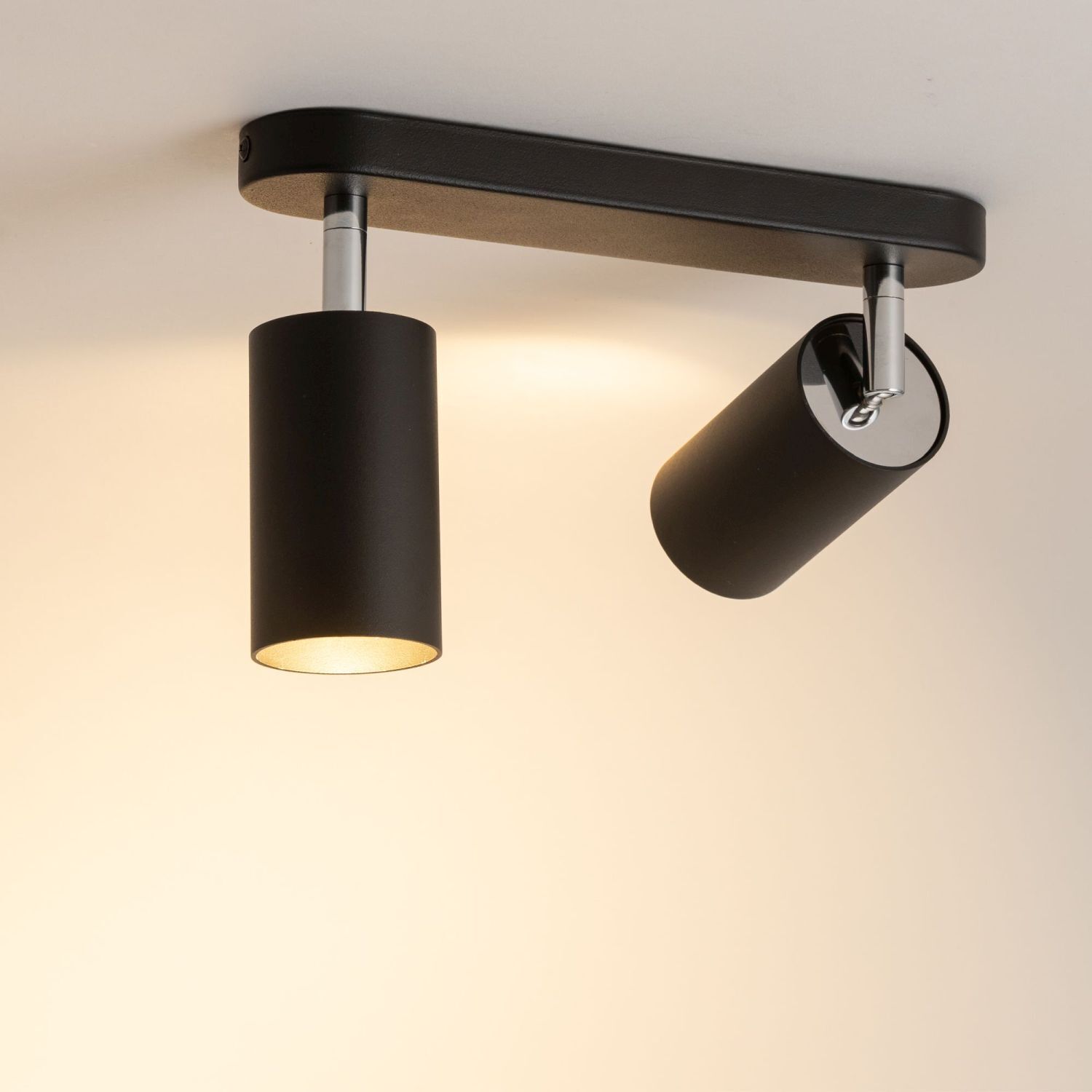Deckenspot in Schwarz 2-flmg Deckenleuchte, Spotlight, Schwarz, Metall, Gehäuse