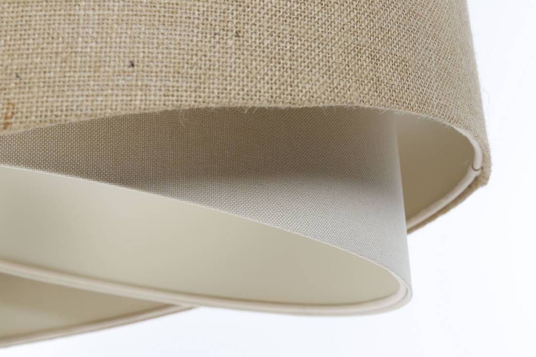 Suspension ronde Ø 50 cm Tissu Nature Crème E27 Boho