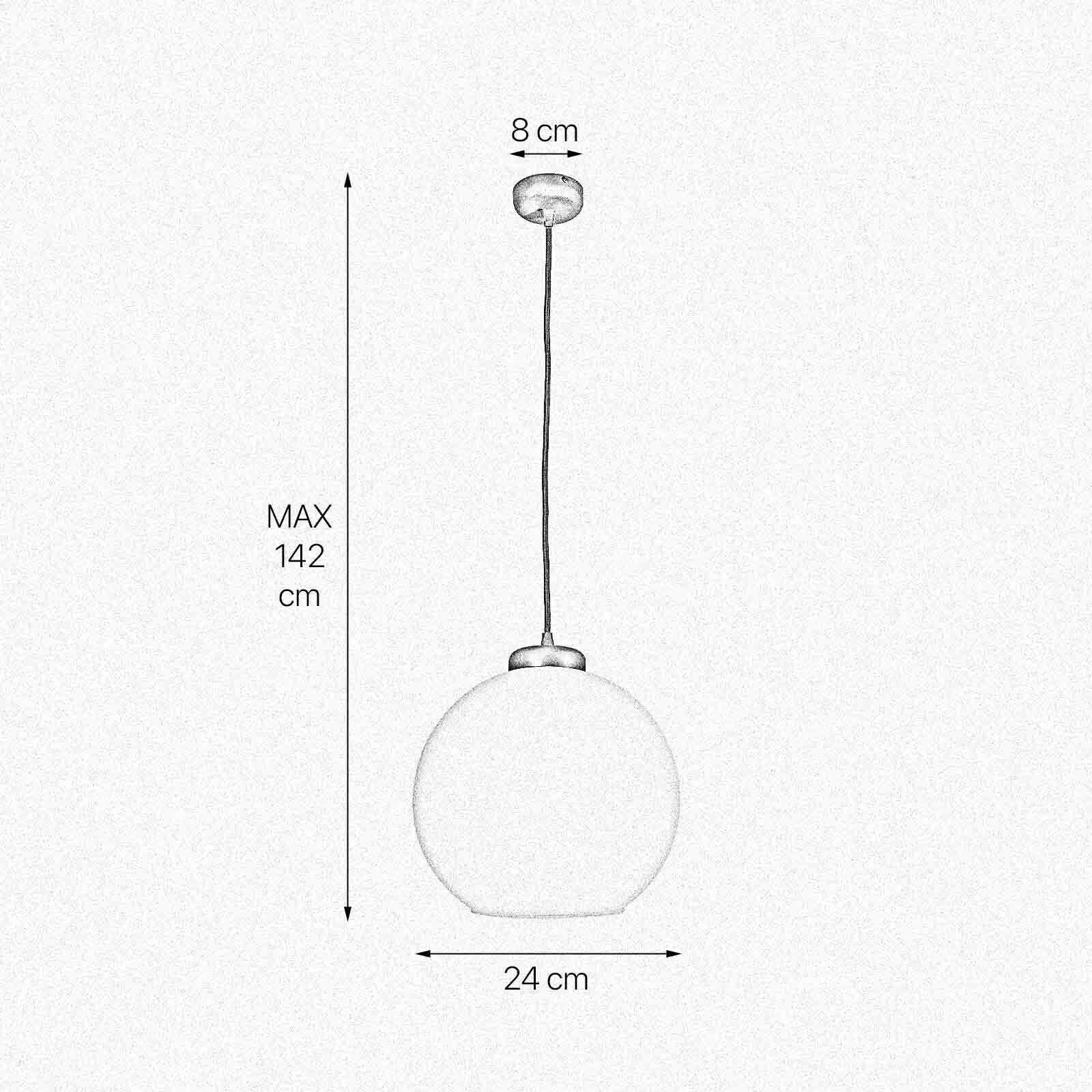 Pendelleuchte Kugel Ø 24 cm Messing Glas E27 in Bronze Weiß