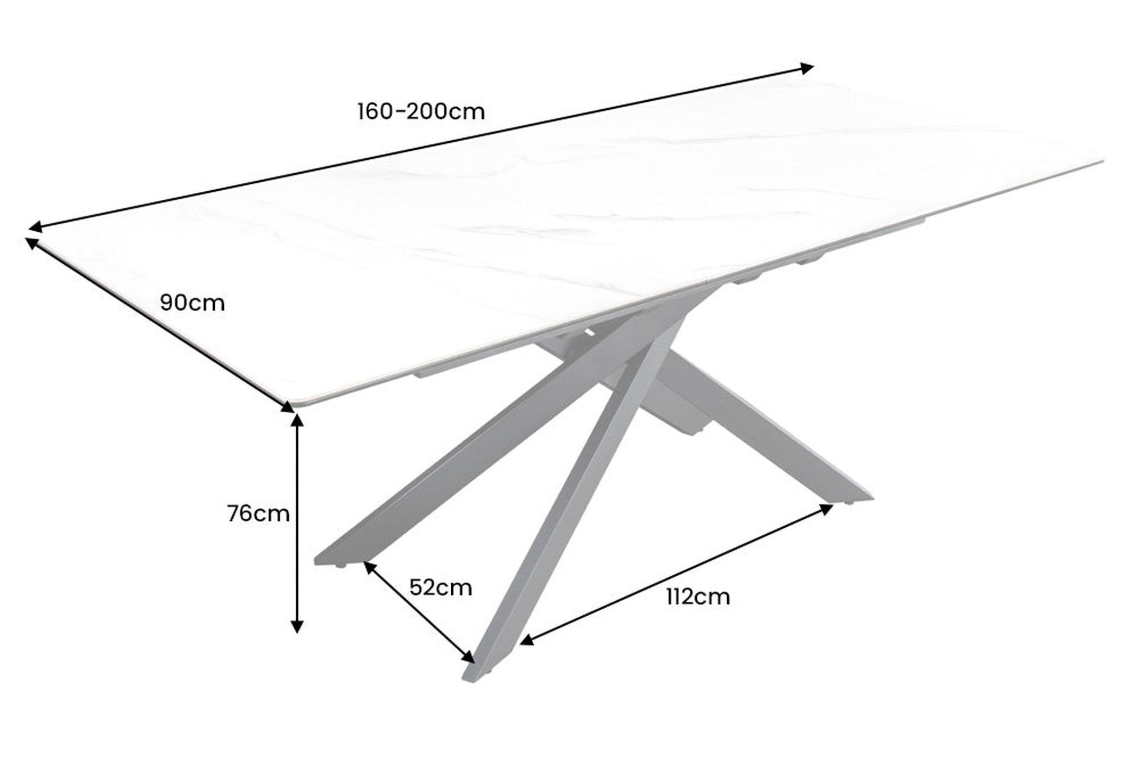 Table de salle à manger extensible céramique métal blanc noir Moebel, Tabelle, Esstisch, Kaffeetisch, Leinwand