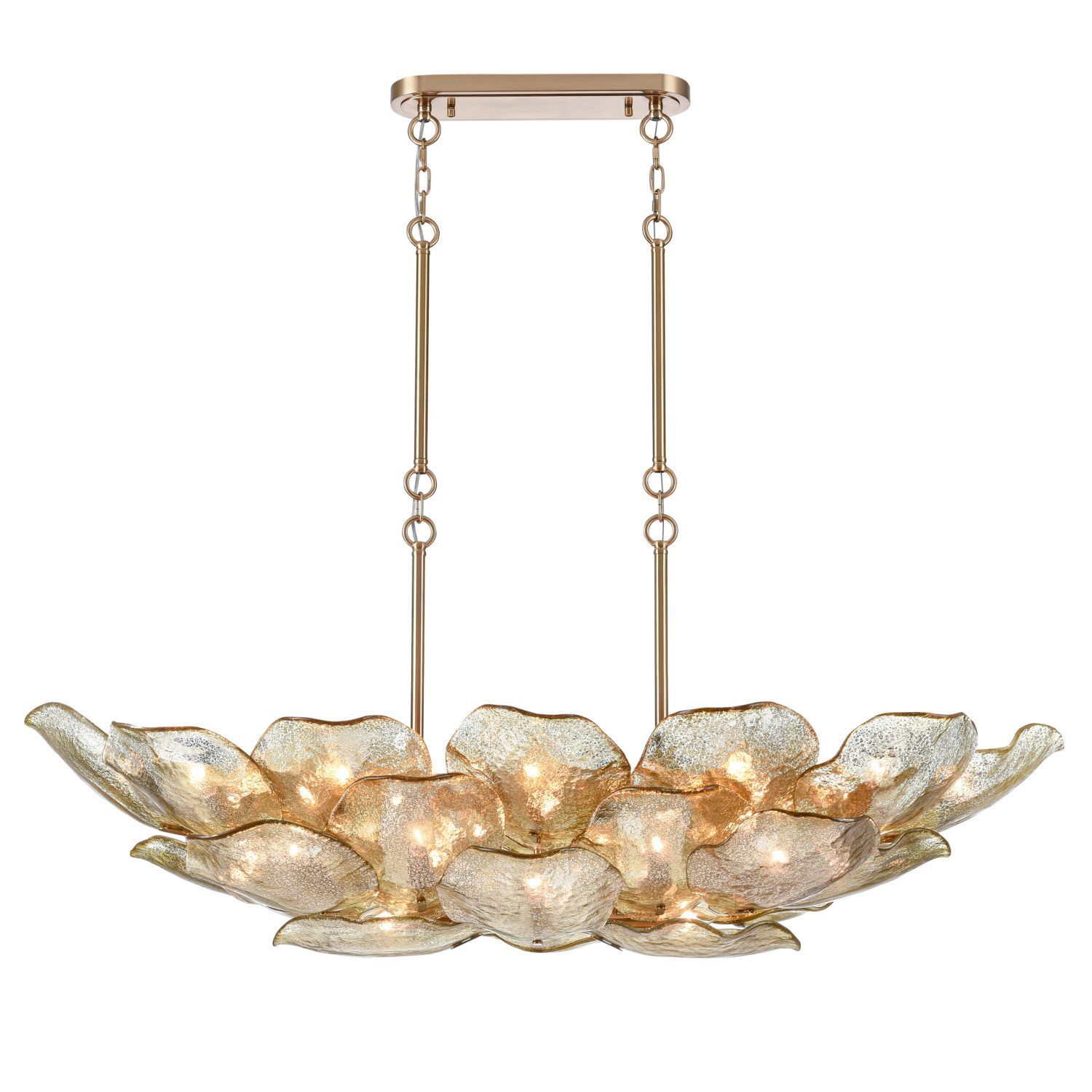 Hängeleuchte Glas Metall B: 134 cm H: max. 132 cm in Messing