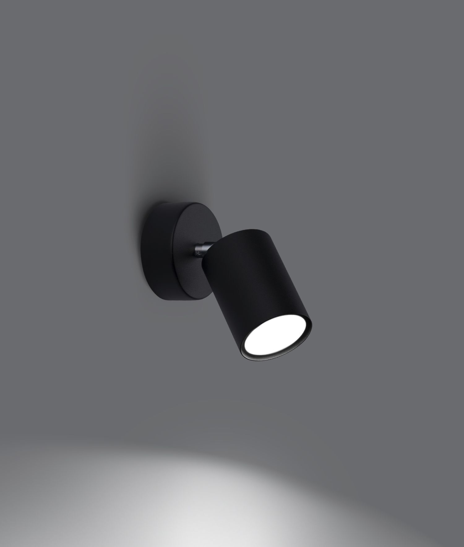 Wandspot Schwarz verstellbar H: 18,5 cm Metall GU10