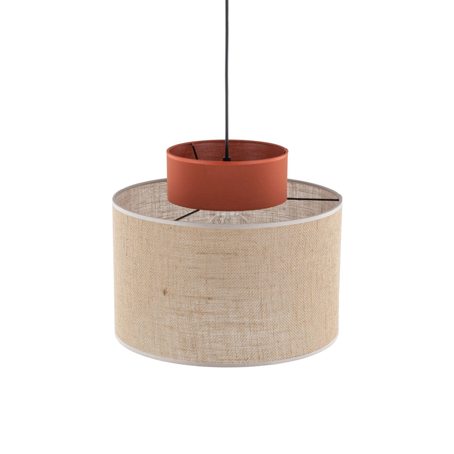 Hängelampe rund Ø 20 cm H: max. 170 cm E27 Jute Stoff Lampe