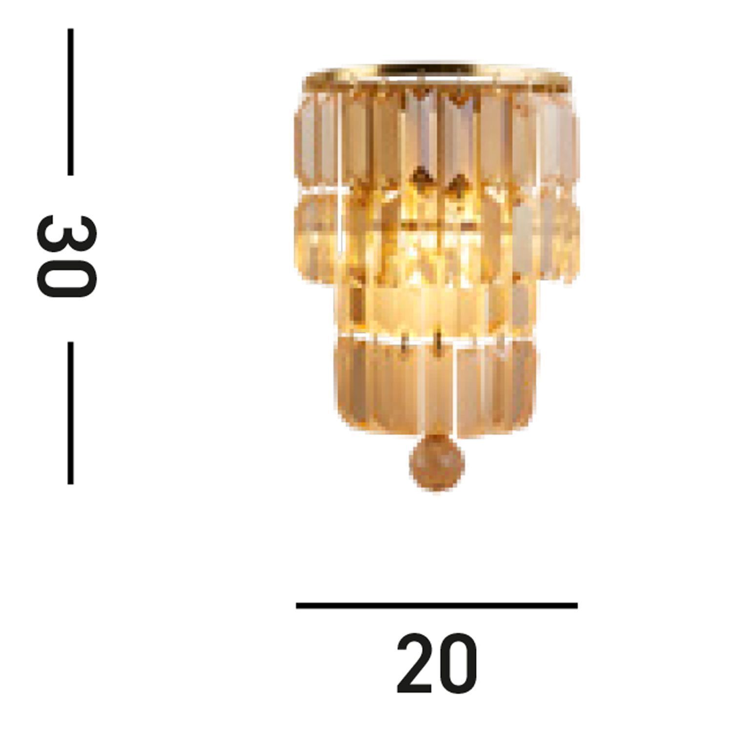 Wandlampe Glas Metall E14 IP44 in Messing Champagner Leuchter, Lampe