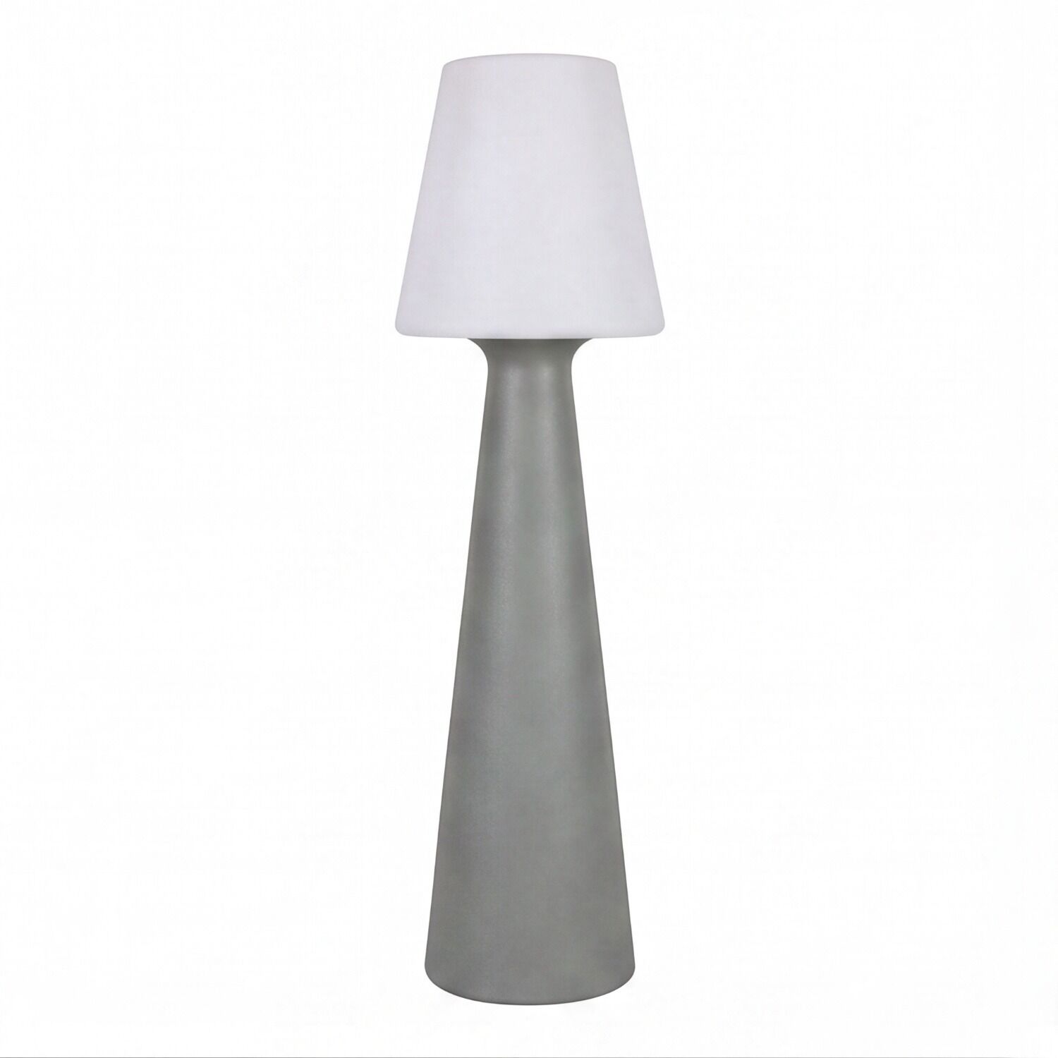 wegeleuchte-aussenbeleuchtung-led-modern-sora-1x-led-mit-10w-leuchtmittel-inklusive-grau-weiss-mit-schalter-dimmbar-lele141788-02 Stehlampe, Tischleuchte, Graue Lampe, Kegelförmiger Sockel, Textillampenschirm