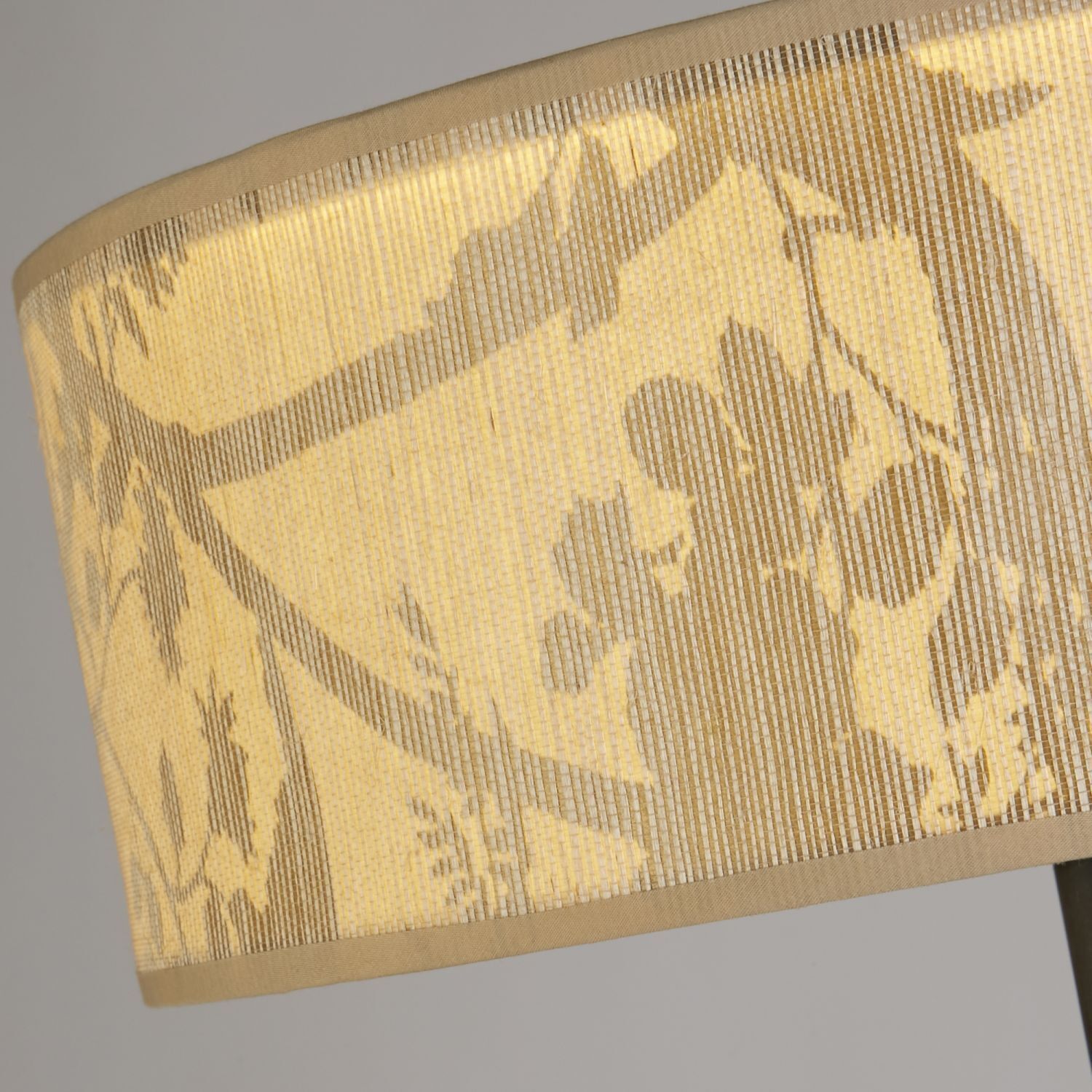 Wohnliche Stehleuchte Bambus Metall 160 cm E27 blendarm lampenschirm, stoff, muster, tapisserie, beige