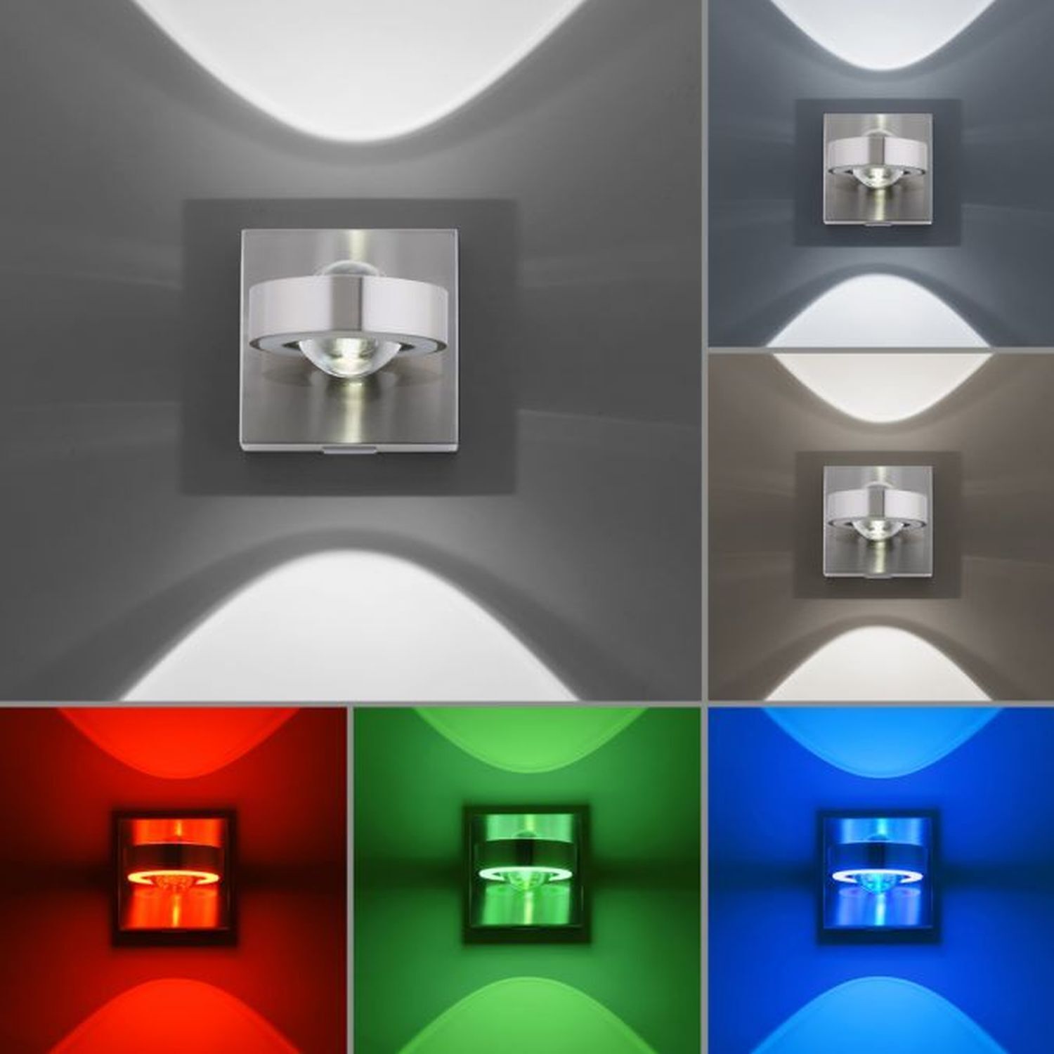 Verstellbare LED Wandspot in Stahl RGB dimmbar T:16 cm Beleuchtung