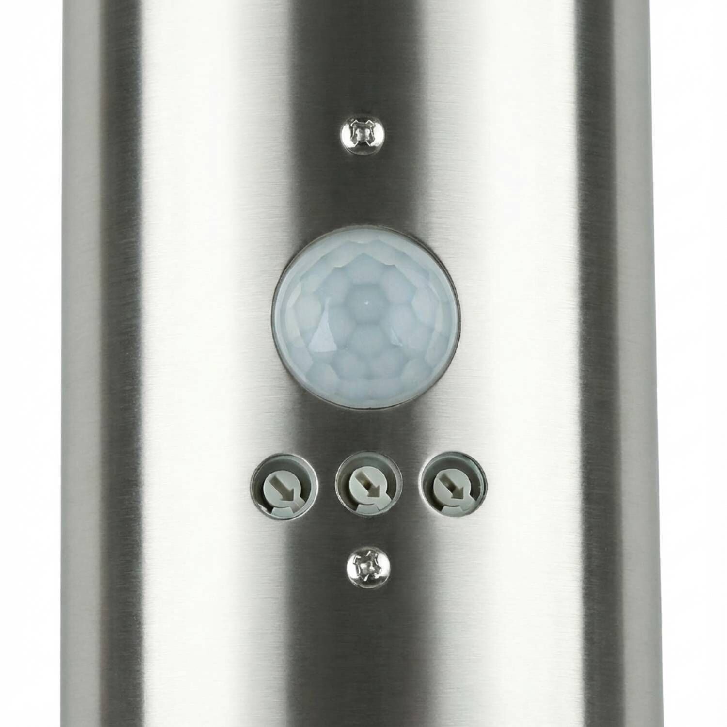 motion-sensor, stainless-steel, wandbefestigung, schraubeneinbau, glasabdeckung